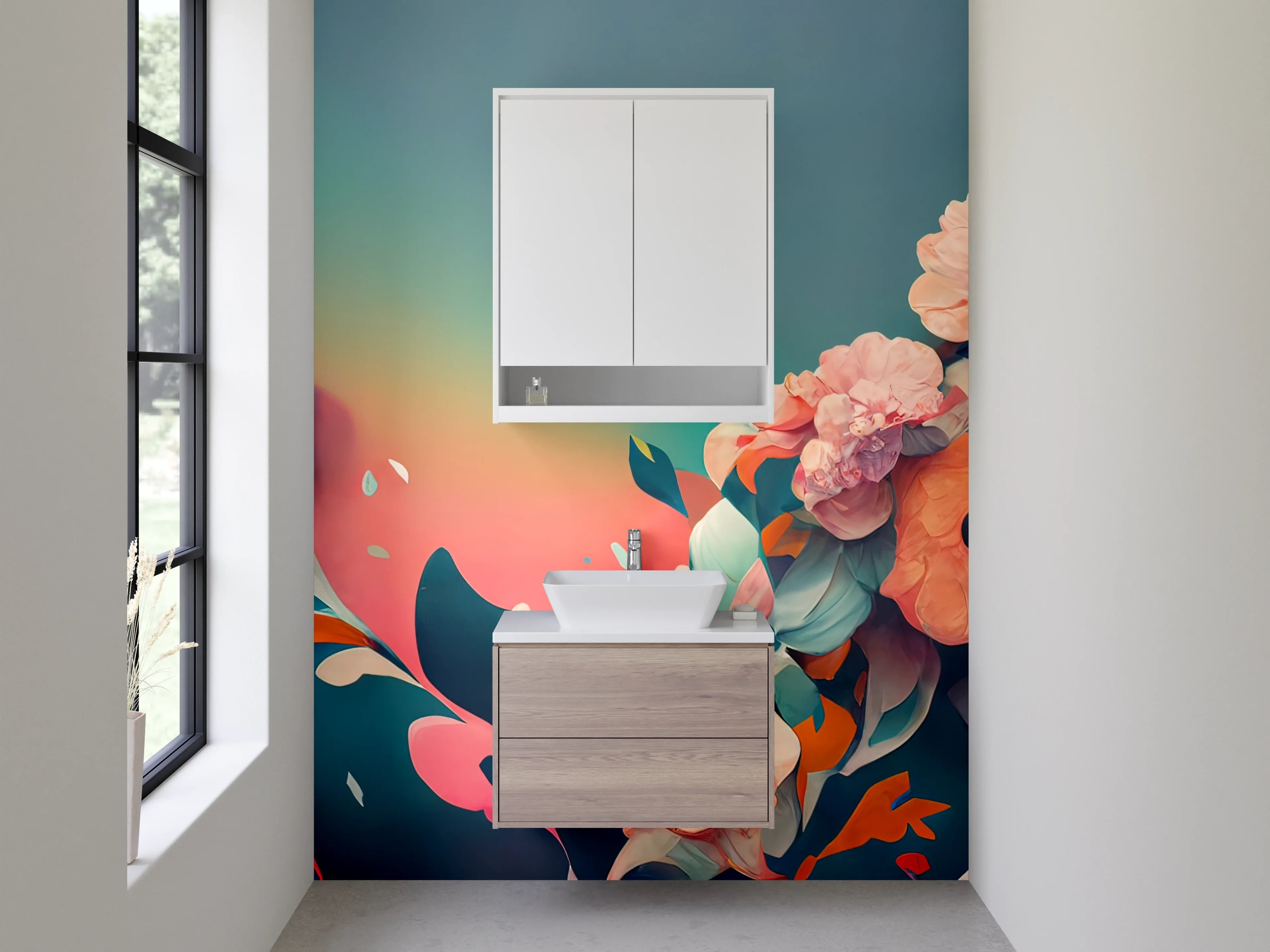 Waschbecken-Rückwand - Florales Aquarell-Design für Bad & Küche