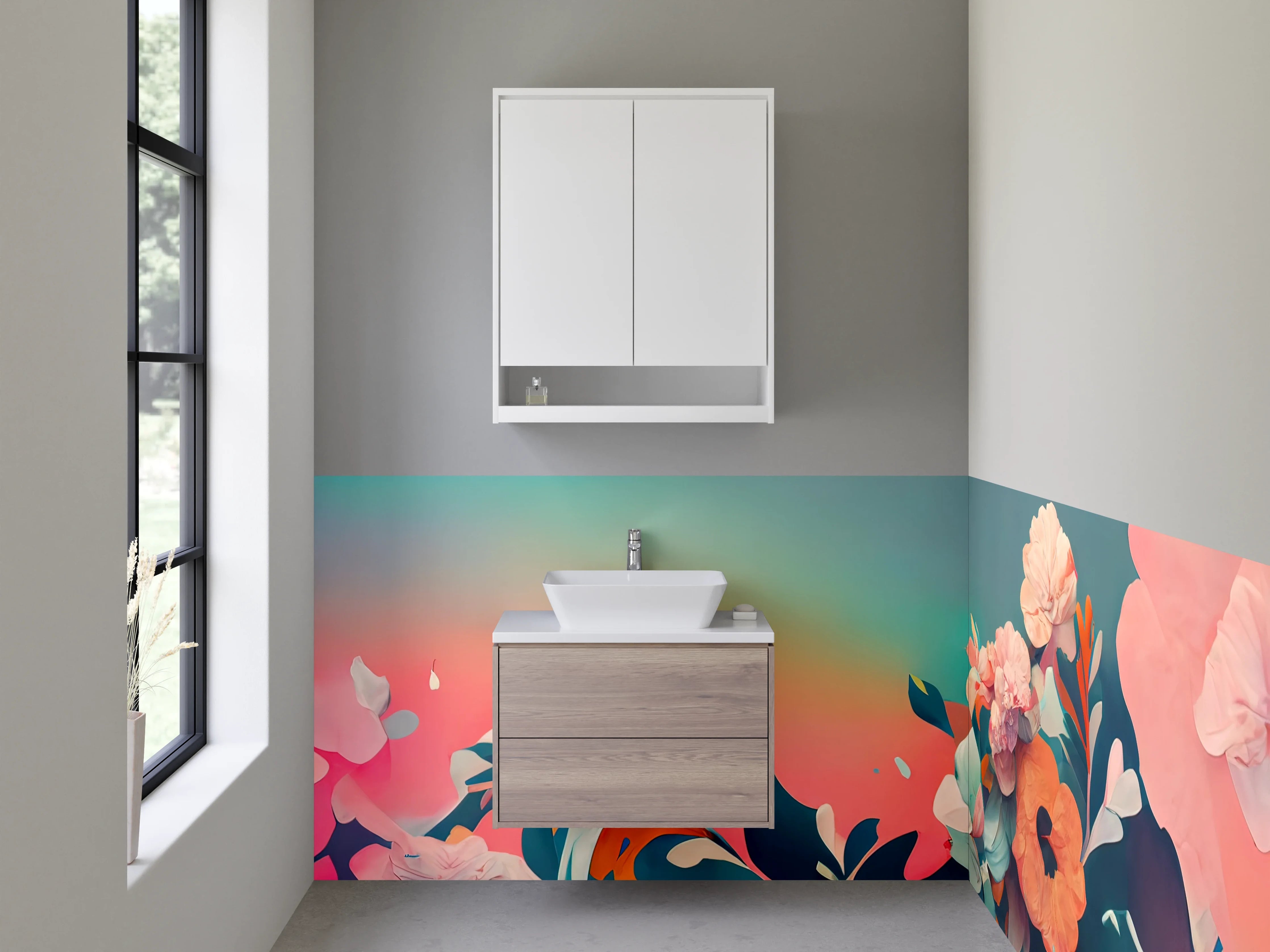 Waschbecken-Rückwand - Florales Aquarell-Design für Bad & Küche