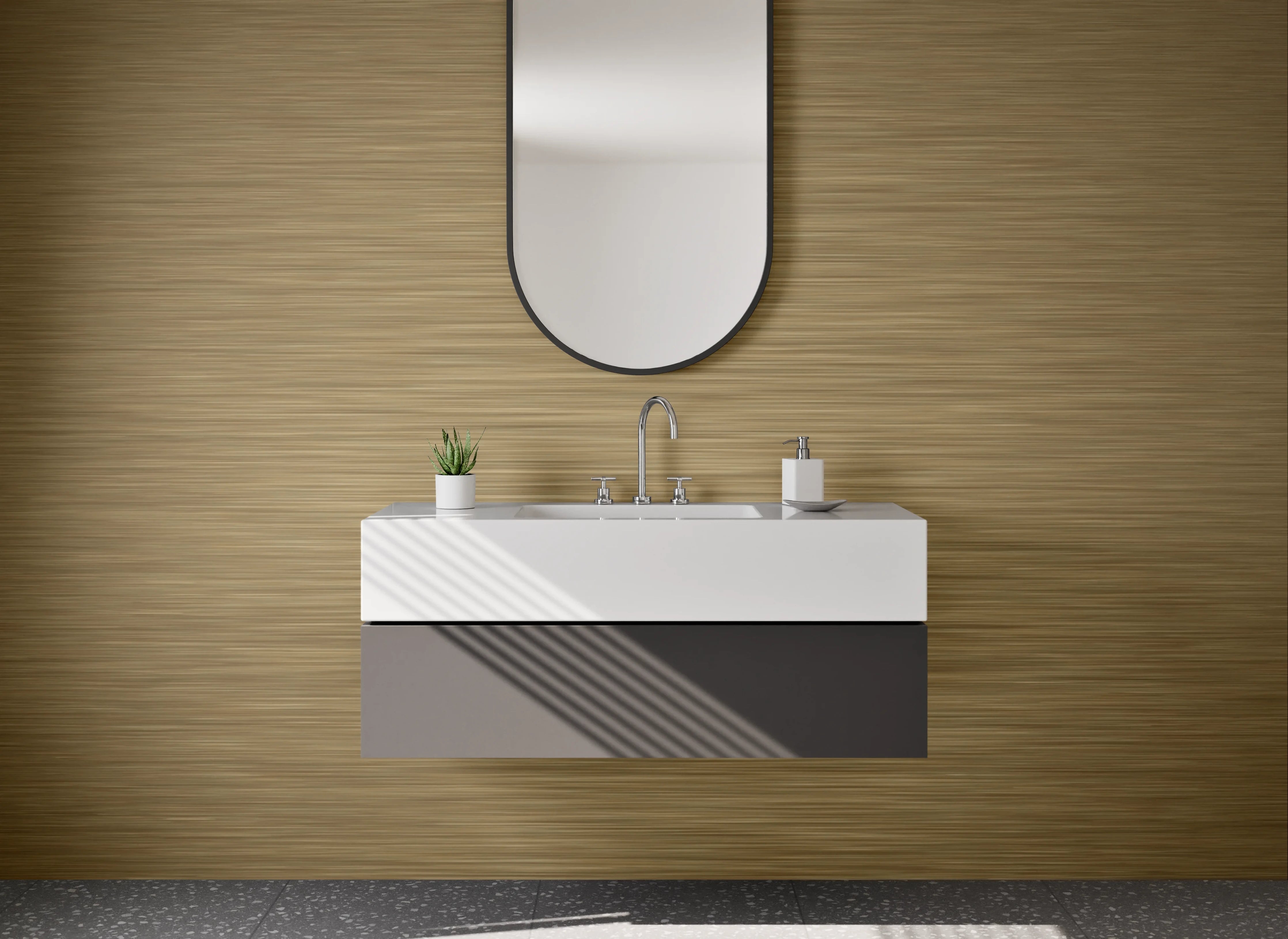 Waschbecken-Rückwand - Gebürstete Goldoptik Struktur