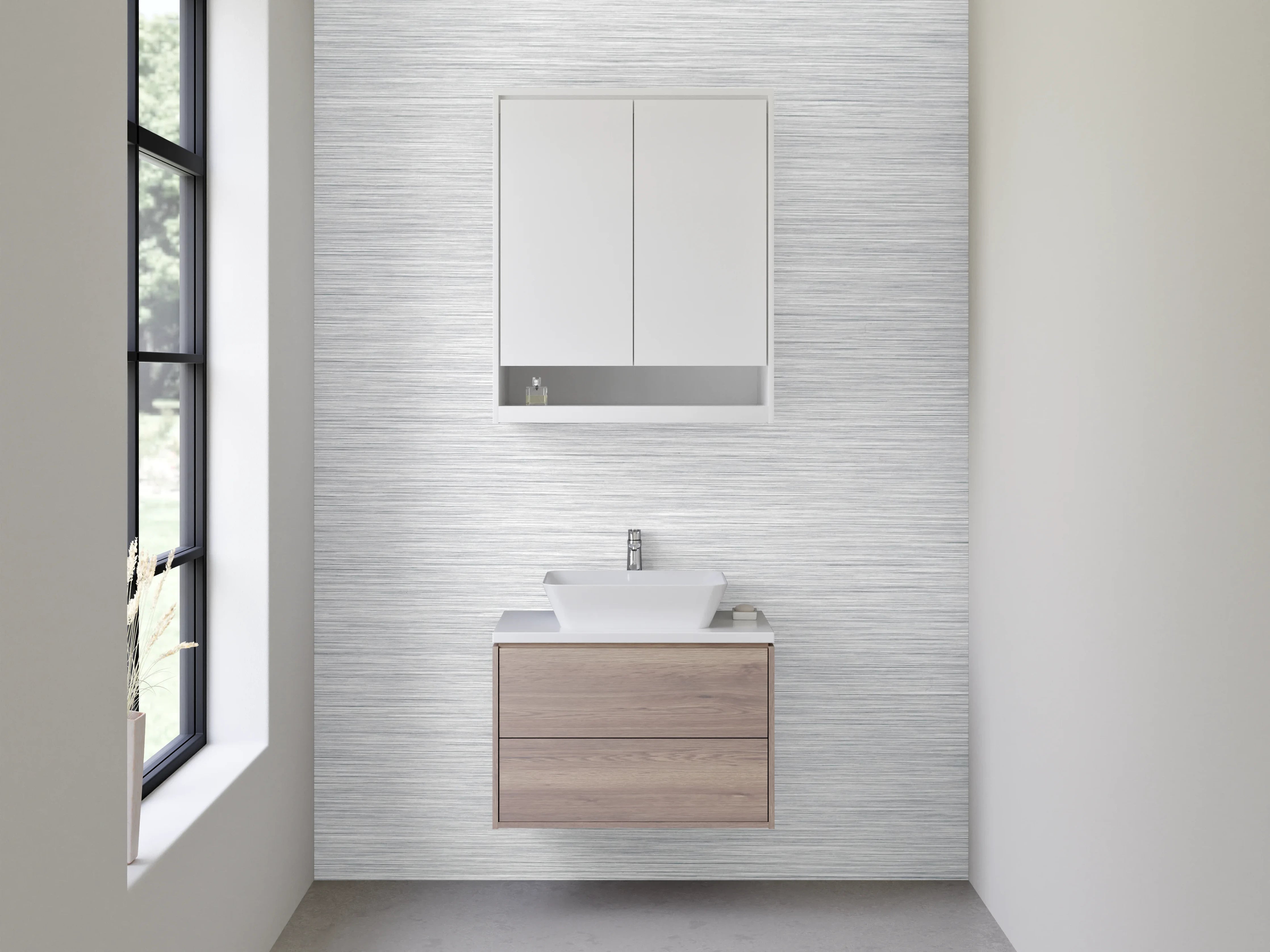 Waschbecken-Rückwand - Gebürstete silber-graue Metalloptik