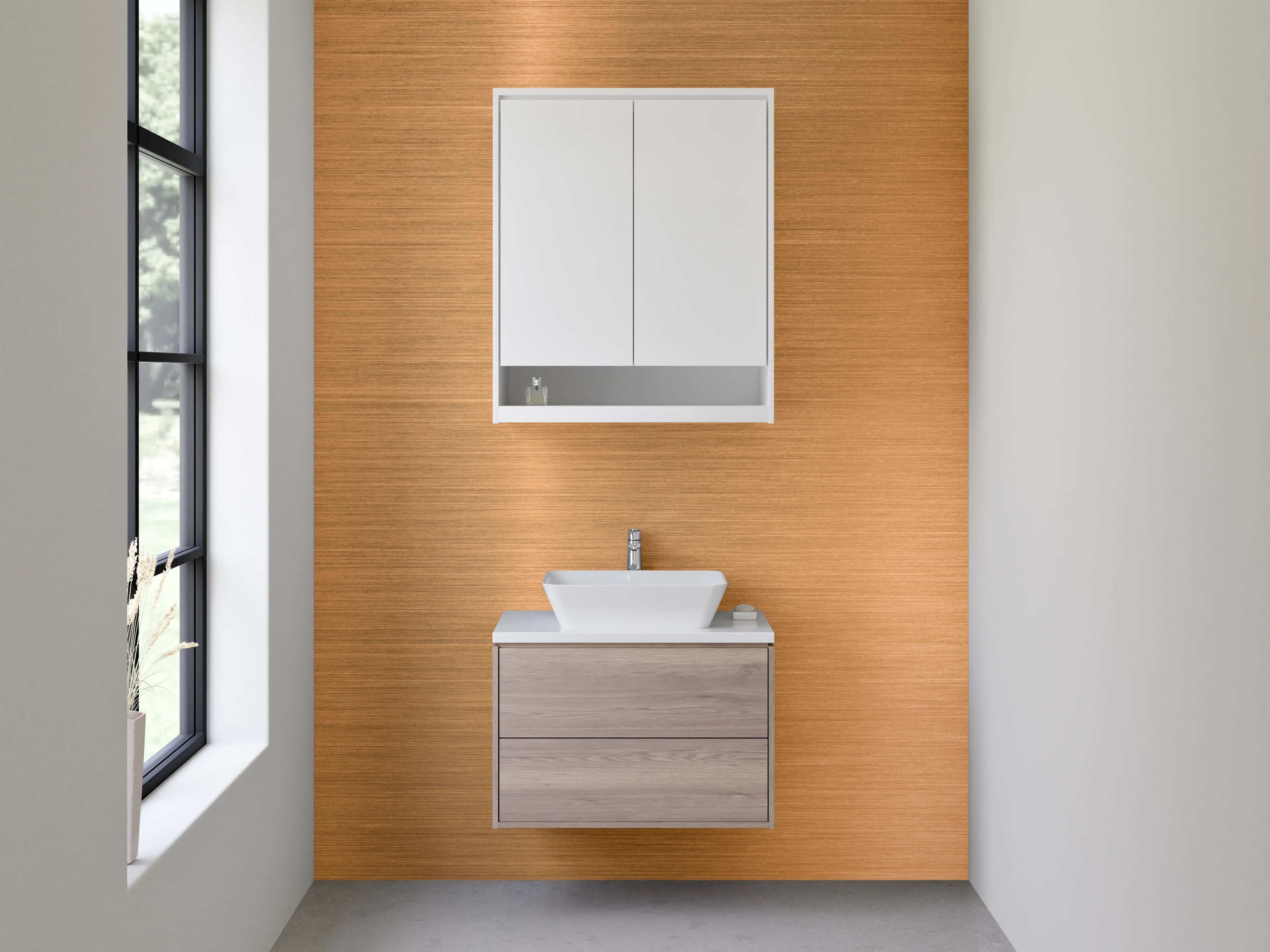 Waschbecken-Rückwand - Gebürstetes Kupfer-Metall Design