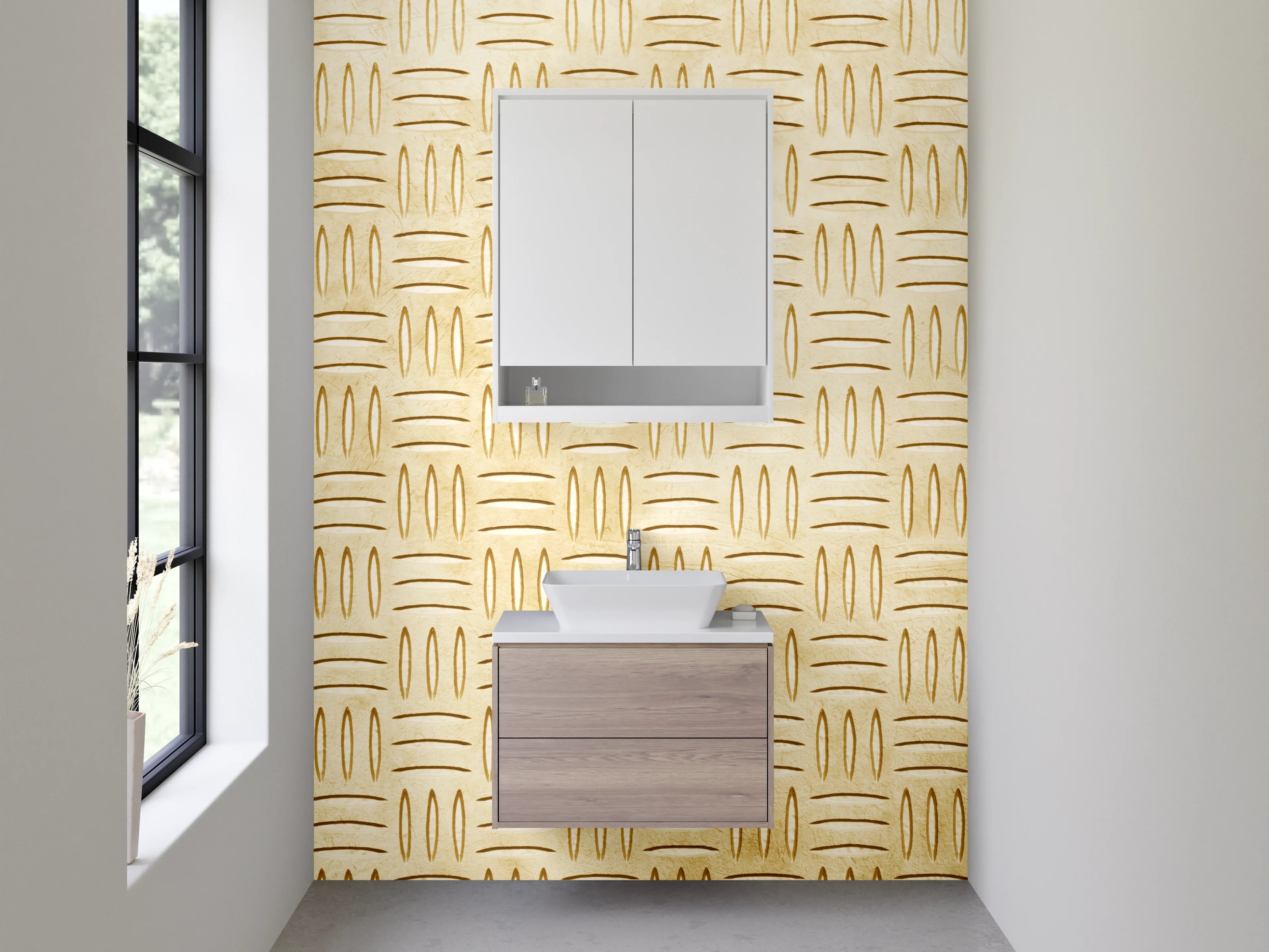 Waschbecken-Rückwand - Geflochtenes Korbmuster Beige Braun