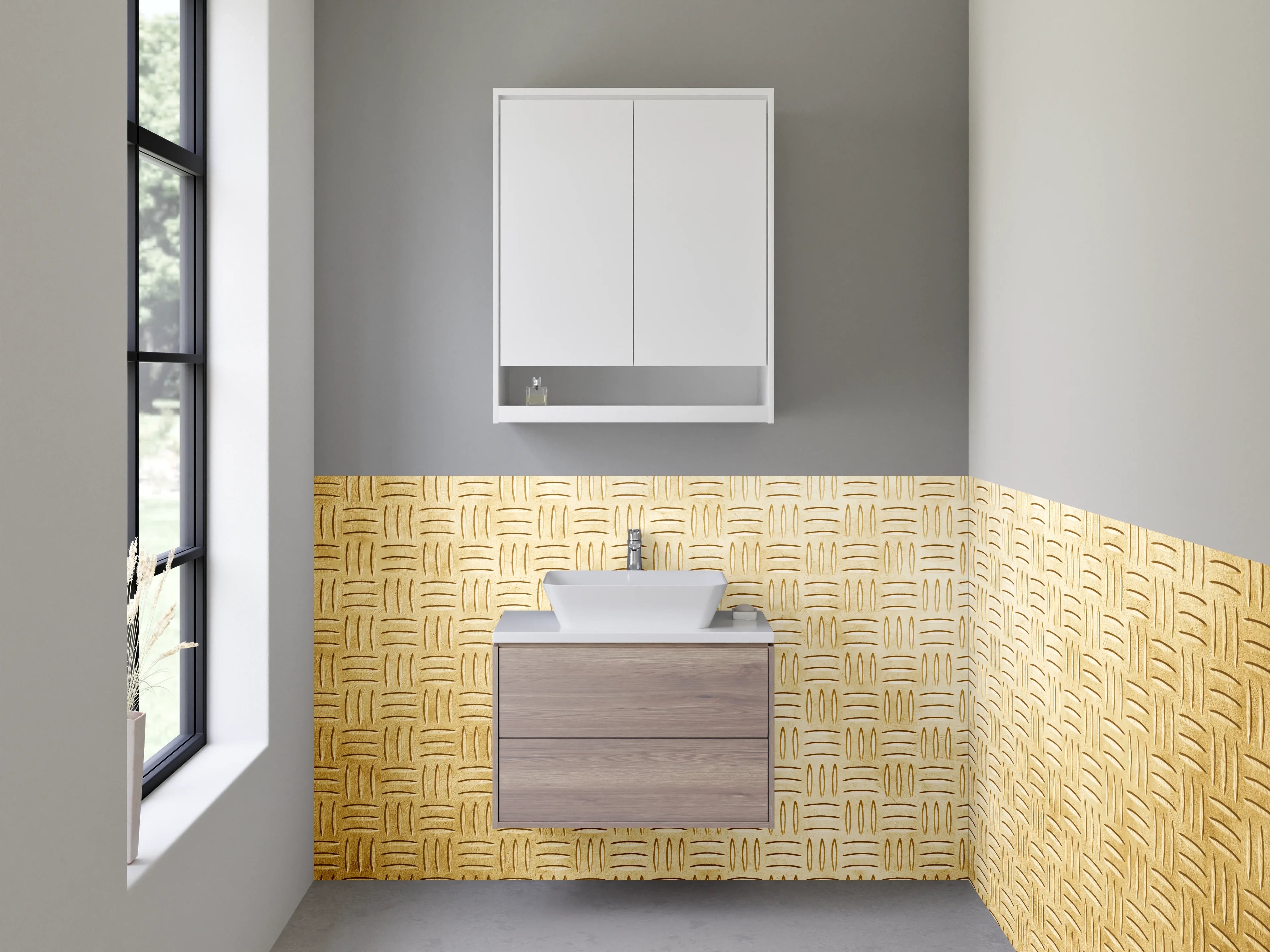 Waschbecken-Rückwand - Geflochtenes Korbmuster Beige Braun