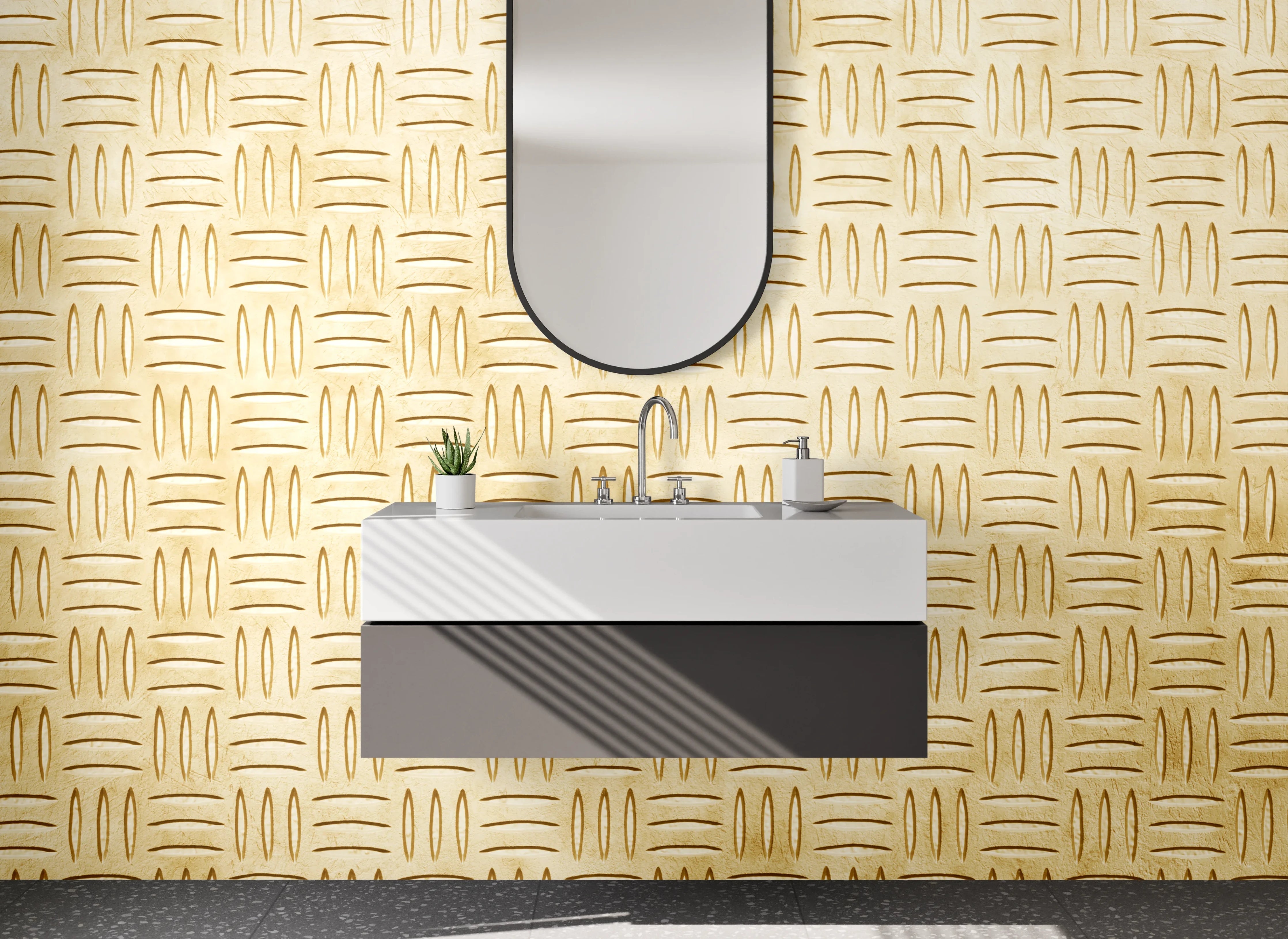 Waschbecken-Rückwand - Geflochtenes Korbmuster Beige Braun
