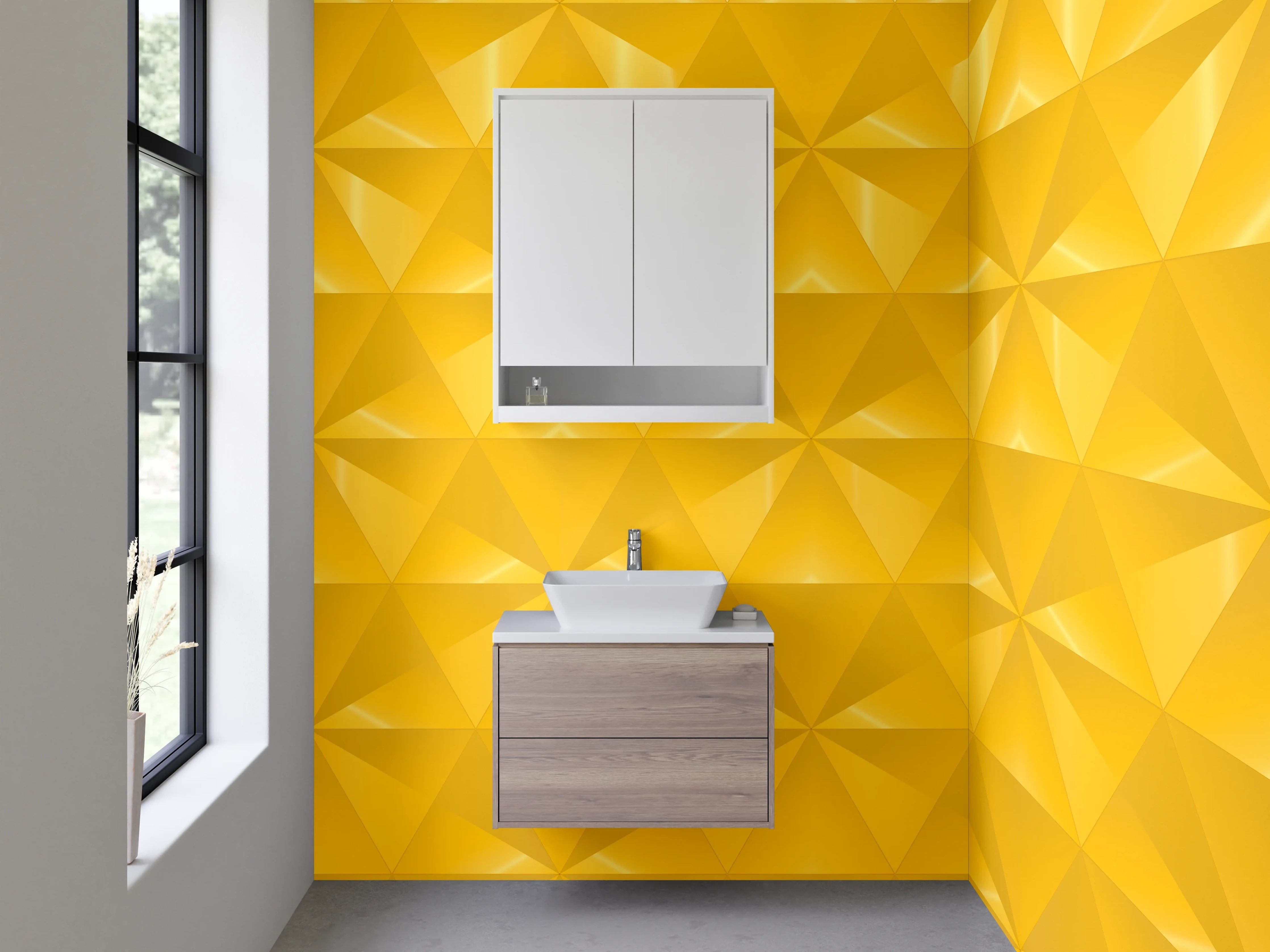 Waschbecken-Rückwand - Gelbes geometrisches Muster Design