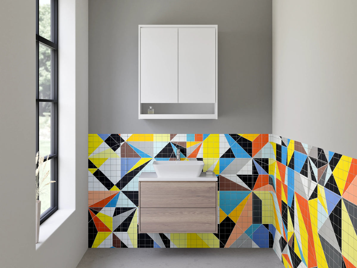 Waschbecken-Rückwand - Geometrische Mosaik Kunst für Küche