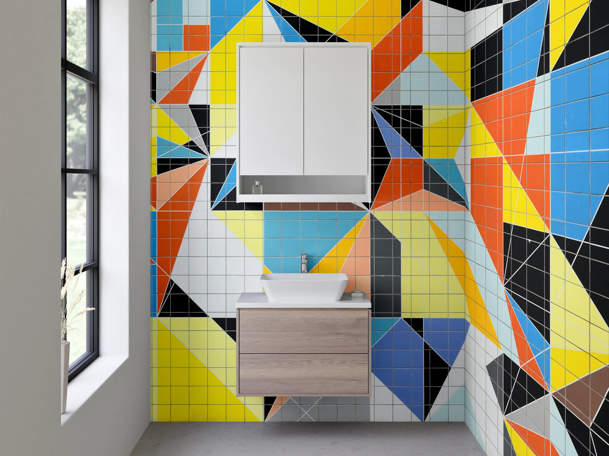 Waschbecken-Rückwand - Geometrische Mosaik Kunst für Küche