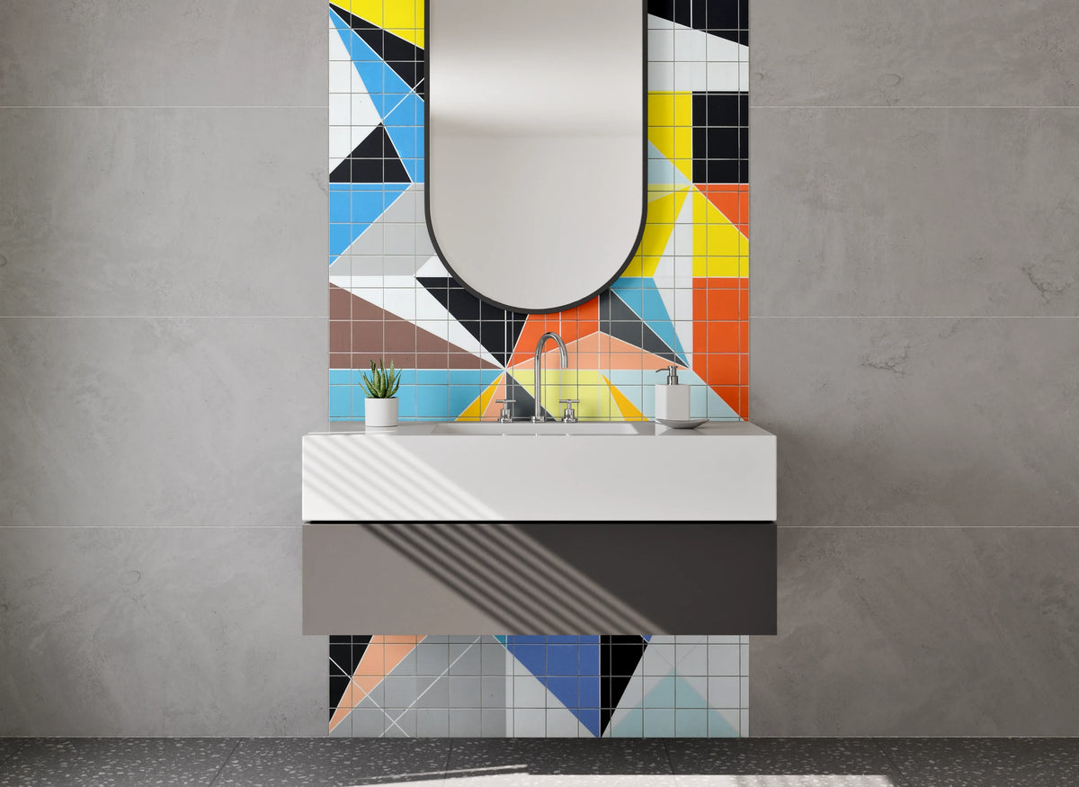 Waschbecken-Rückwand - Geometrische Mosaik Kunst für Küche