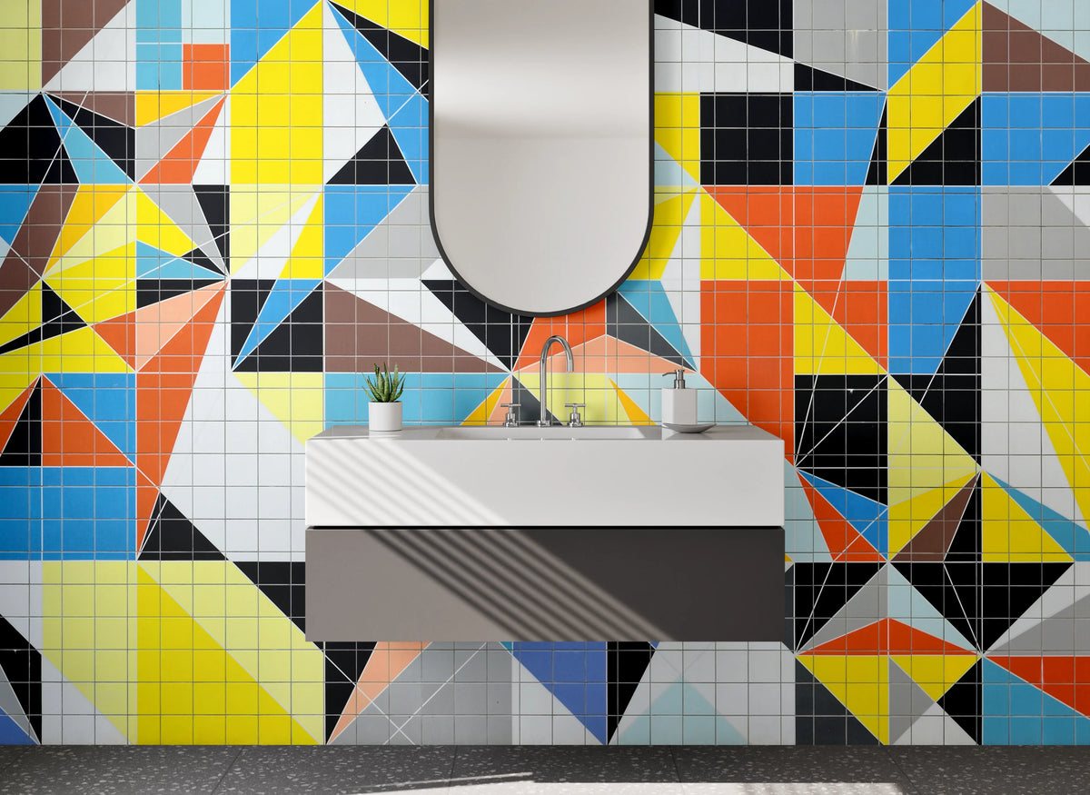 Waschbecken-Rückwand - Geometrische Mosaik Kunst für Küche