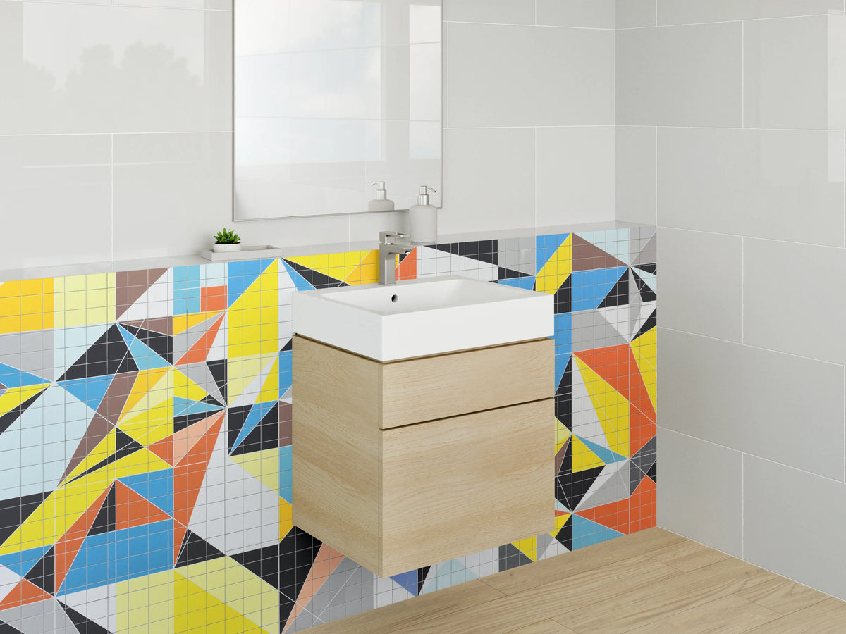 Waschbecken-Rückwand - Geometrische Mosaik Kunst für Küche
