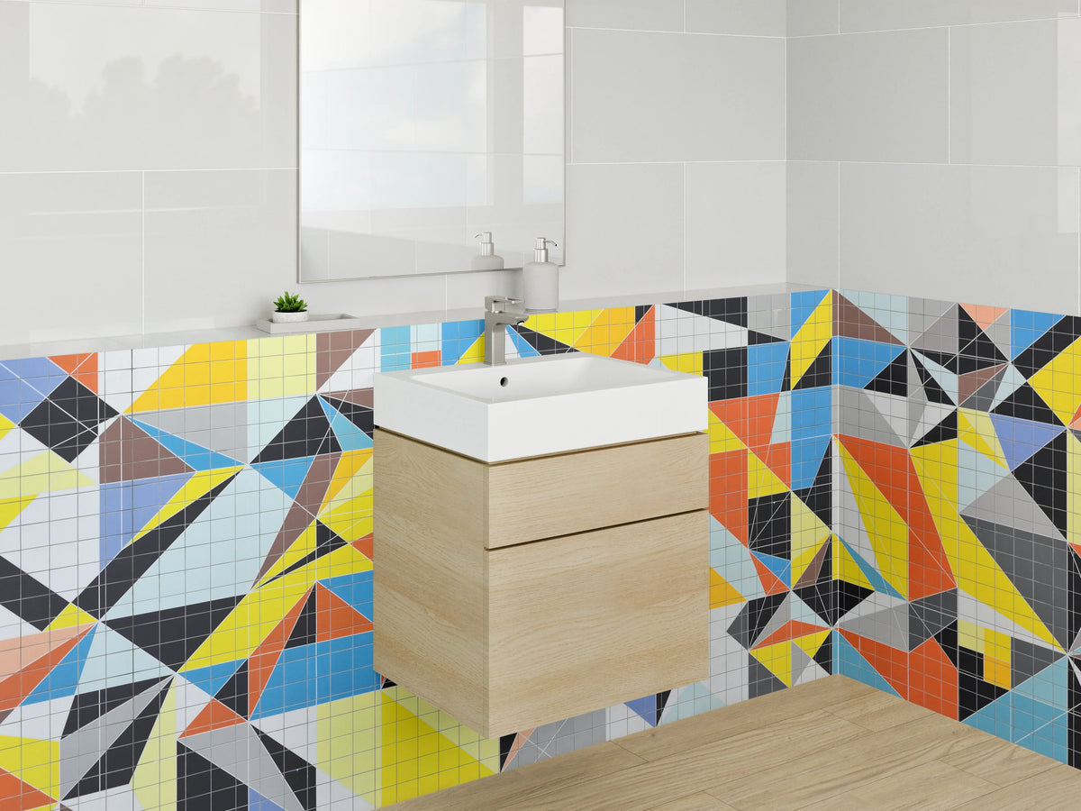 Waschbecken-Rückwand - Geometrische Mosaik Kunst für Küche