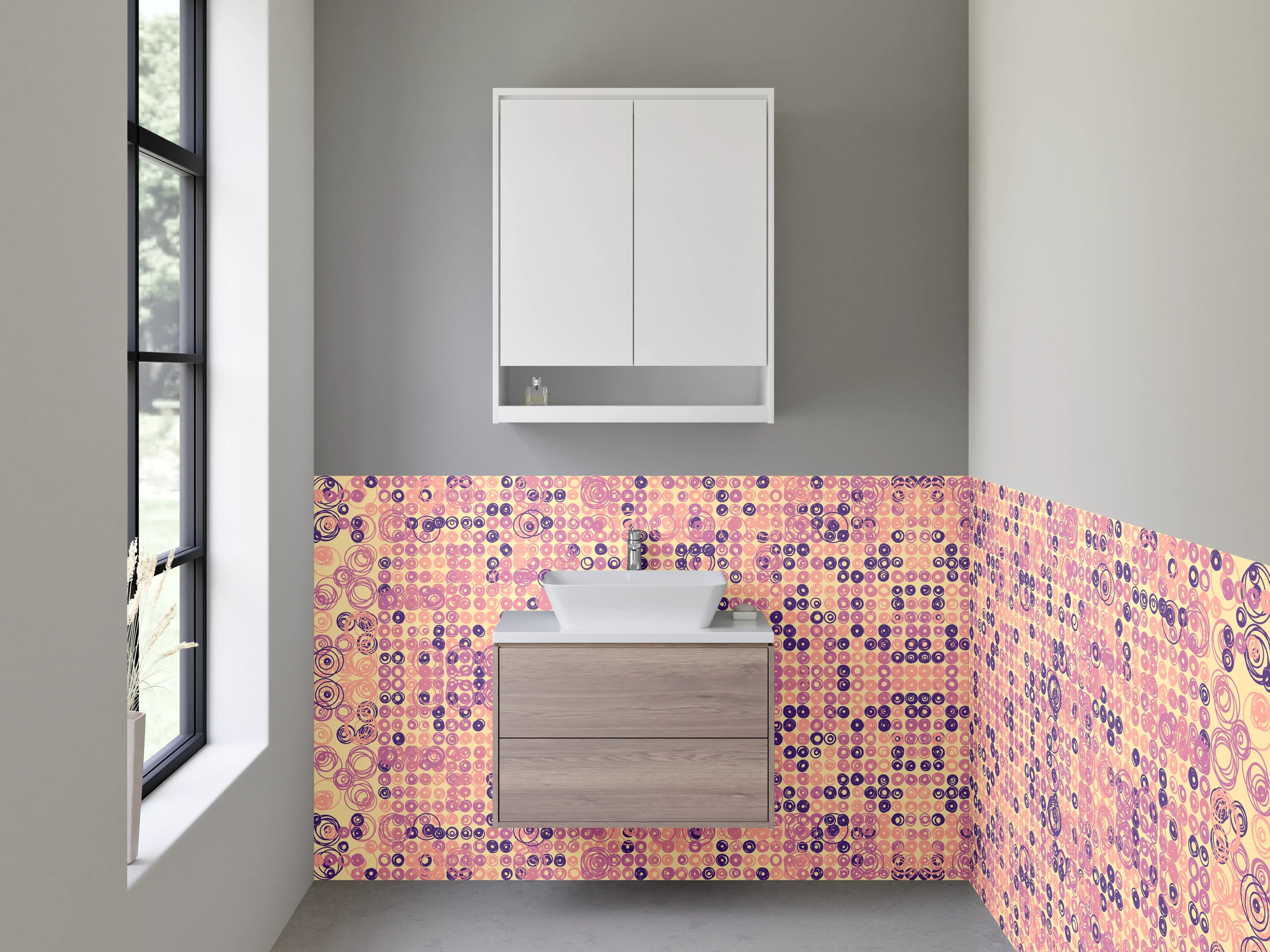 Waschbecken-Rückwand - Geometrisches Pastell-Mosaik Muster