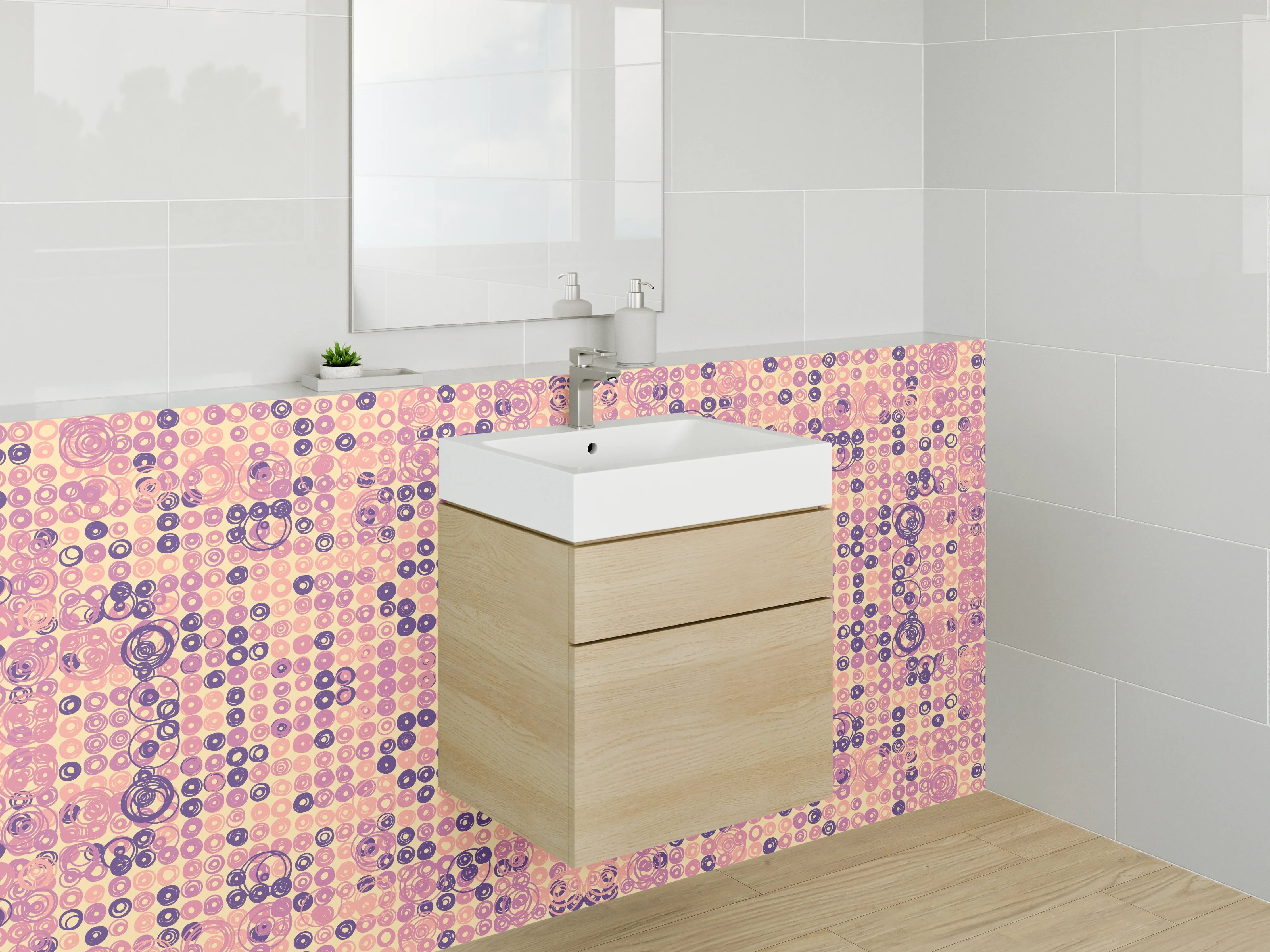 Waschbecken-Rückwand - Geometrisches Pastell-Mosaik Muster