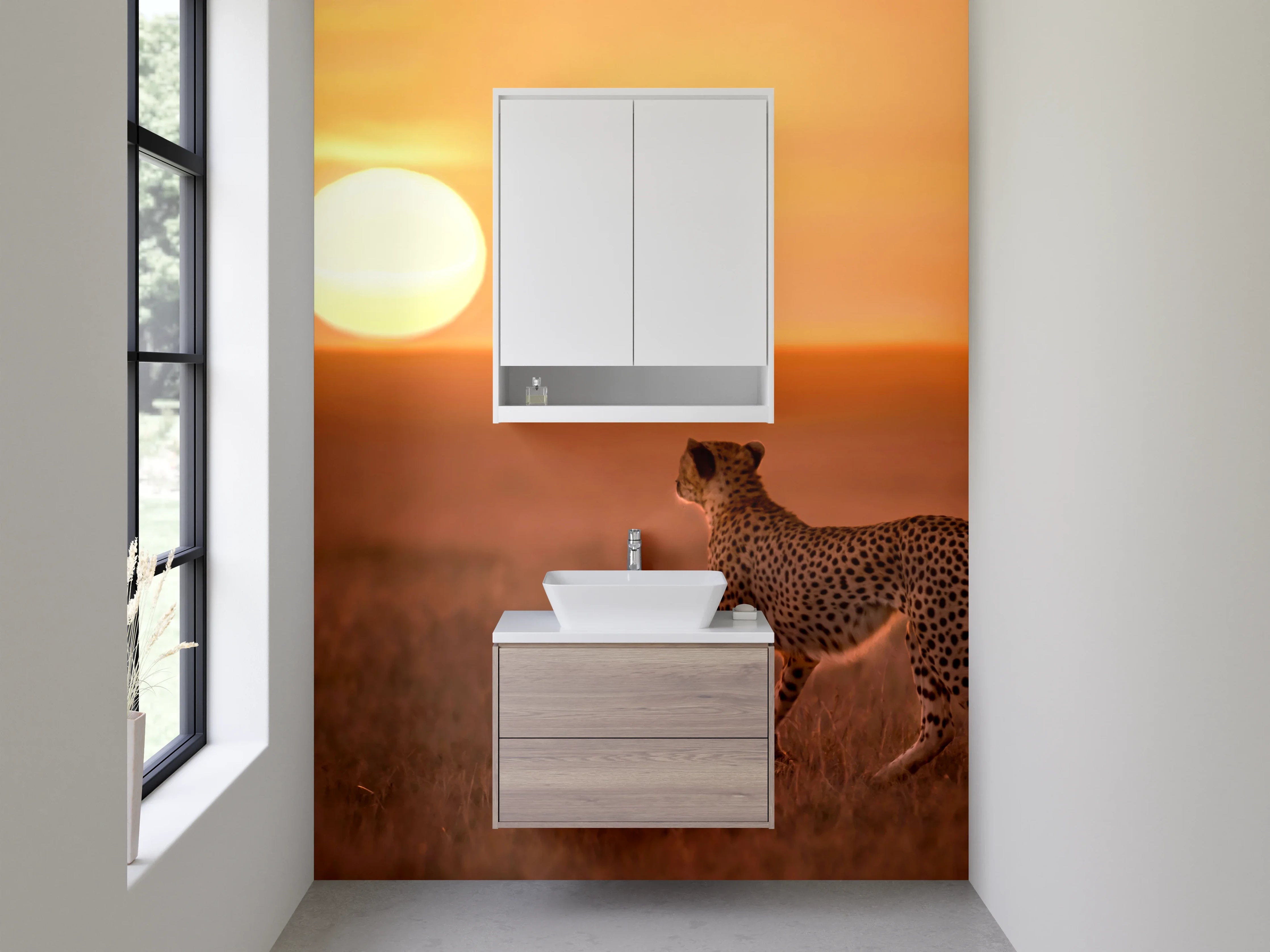 Waschbecken-Rückwand - Gepard bei Sonnenuntergang Savanne Poster