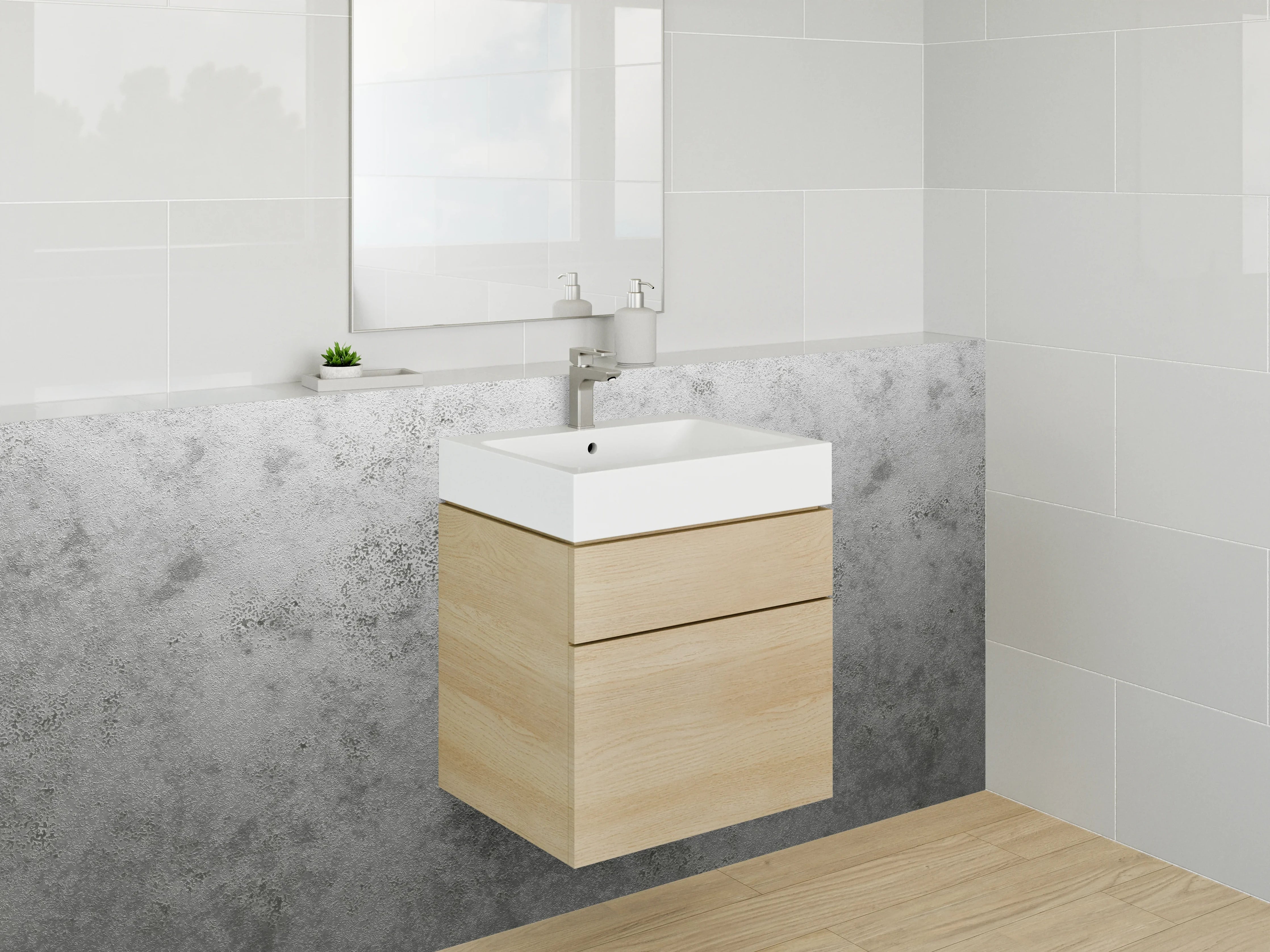 Waschbecken-Rückwand - Gerollter Marmor-Look in Weiß und Grau