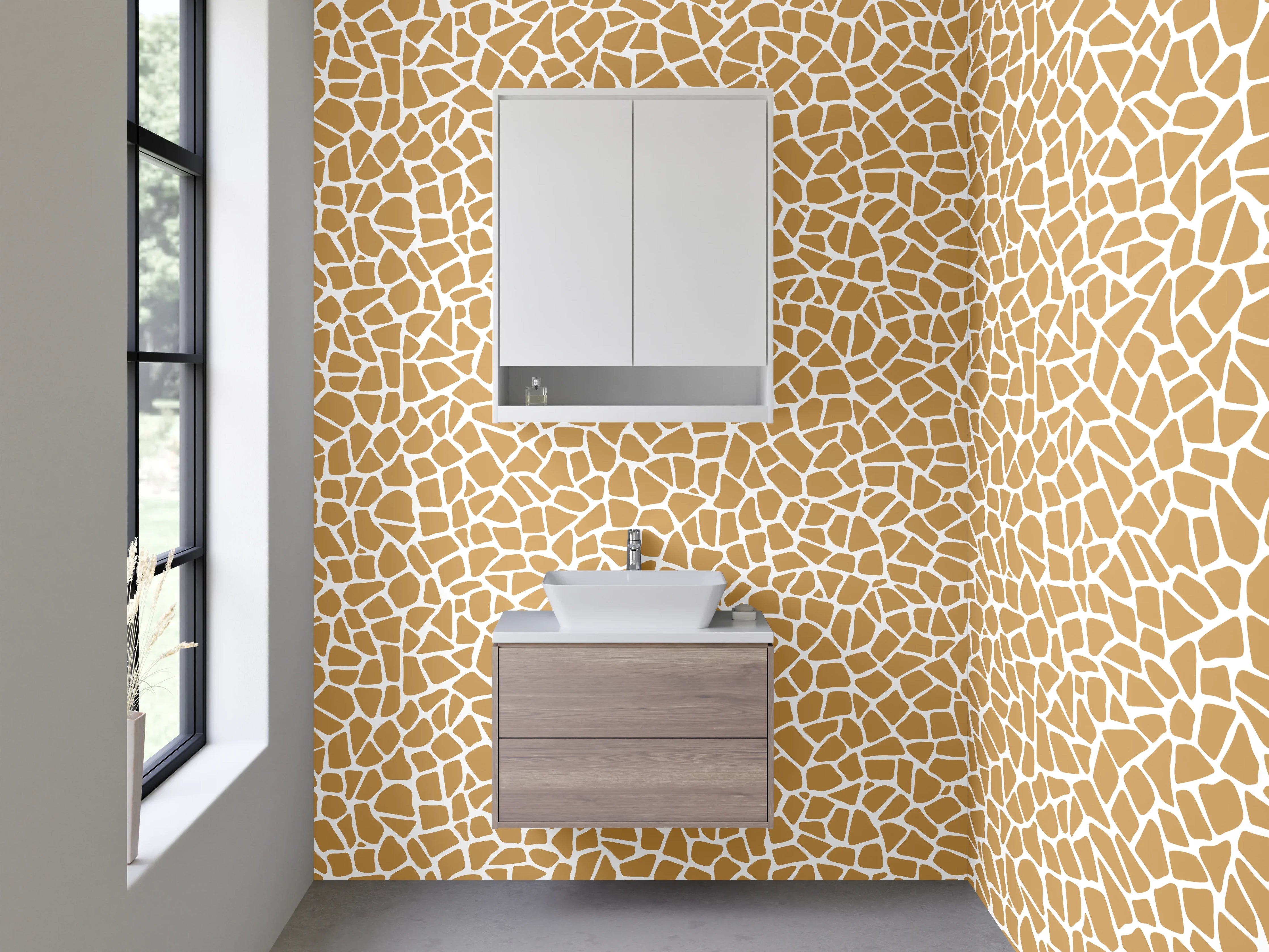 Waschbecken-Rückwand - Giraffenmuster Braun Weiß Mosaik Design