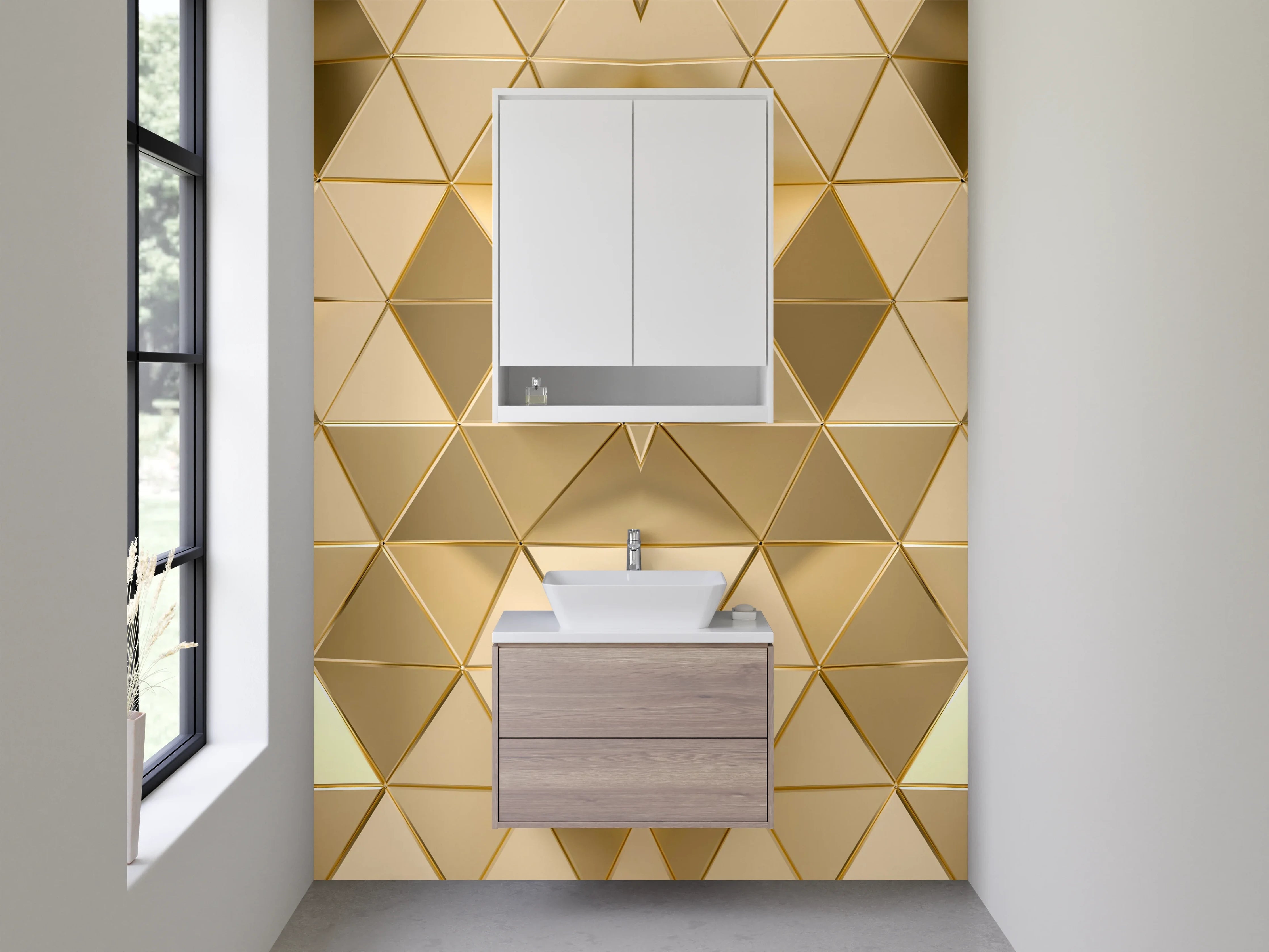 Waschbecken-Rückwand - Goldene 3D-Relief-Textur faszinierend