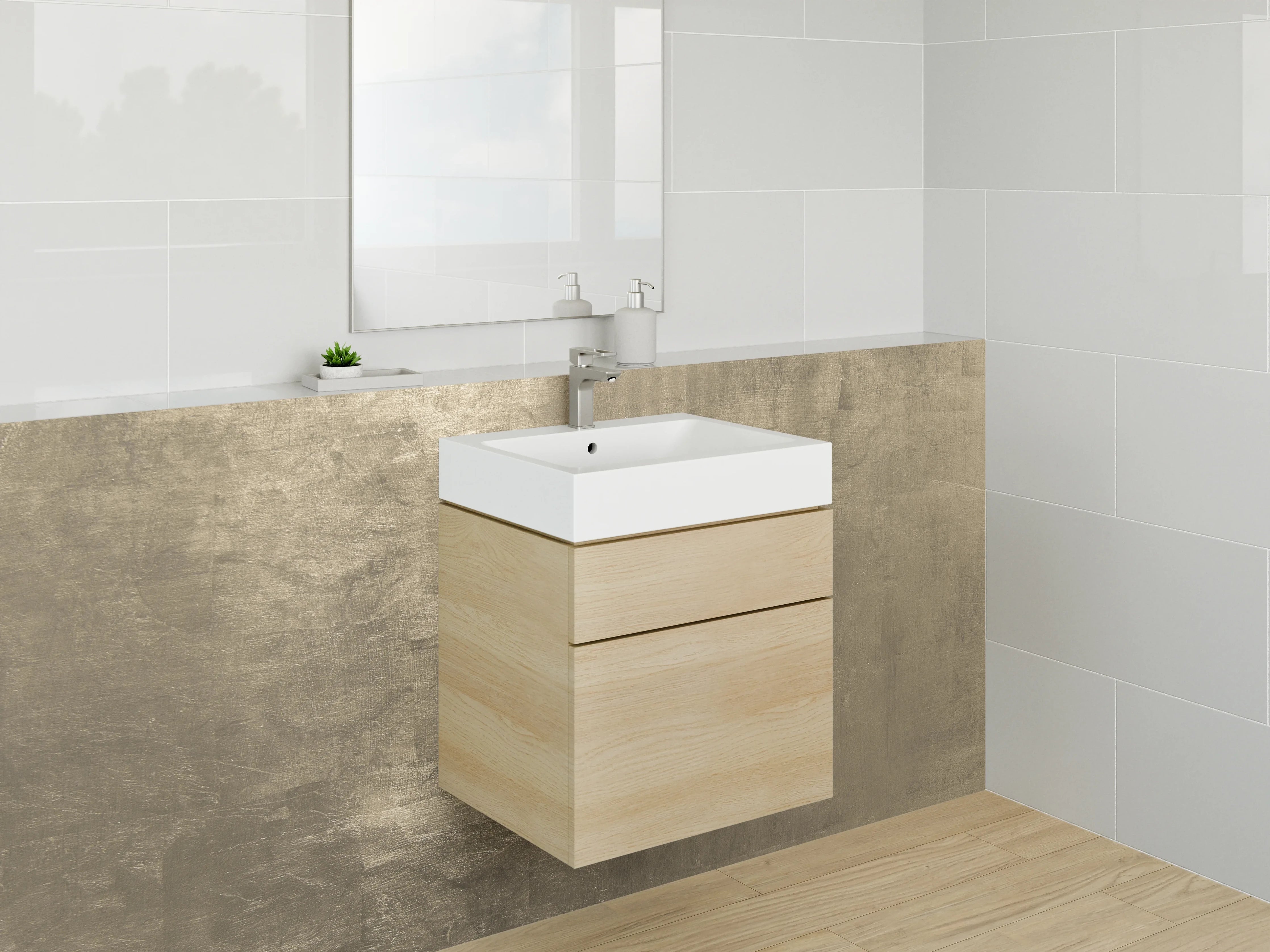 Waschbecken-Rückwand - Goldene Betonwand mit Metallic-Glanz