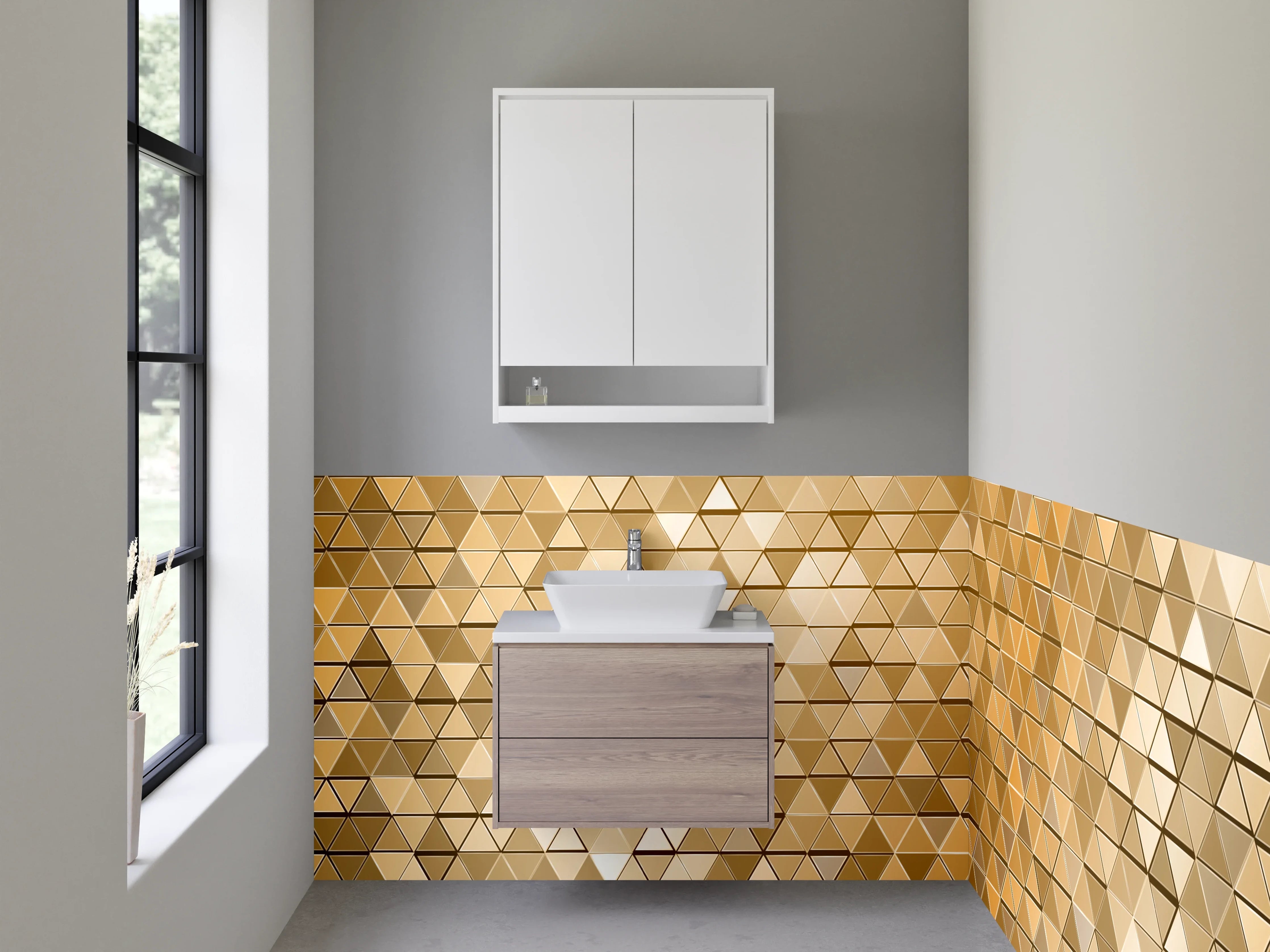 Waschbecken-Rückwand - Goldene Dreieck-Musterwand