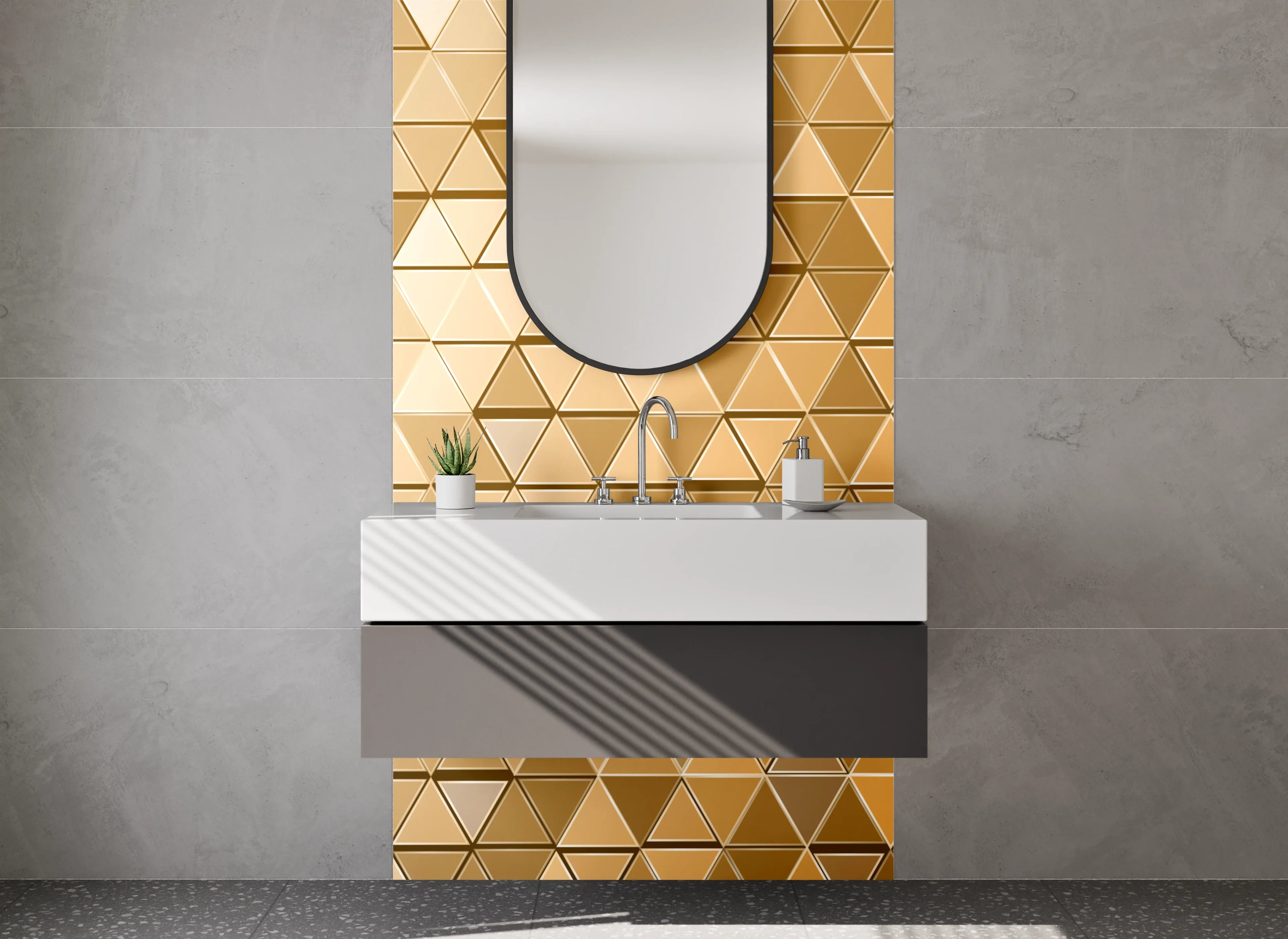 Waschbecken-Rückwand - Goldene Dreieck-Musterwand