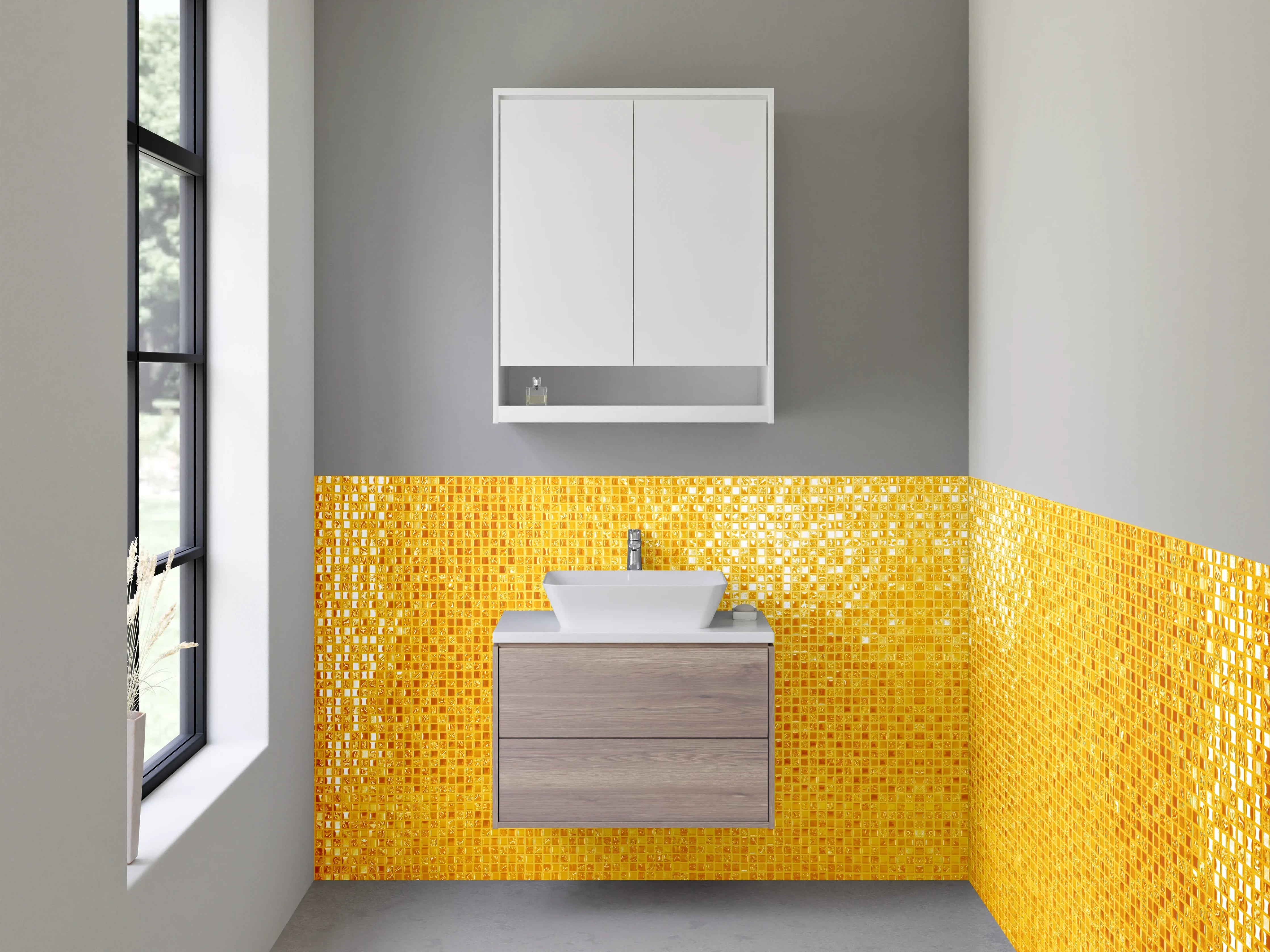 Waschbecken-Rückwand - Goldene Mosaik Struktur Tapete