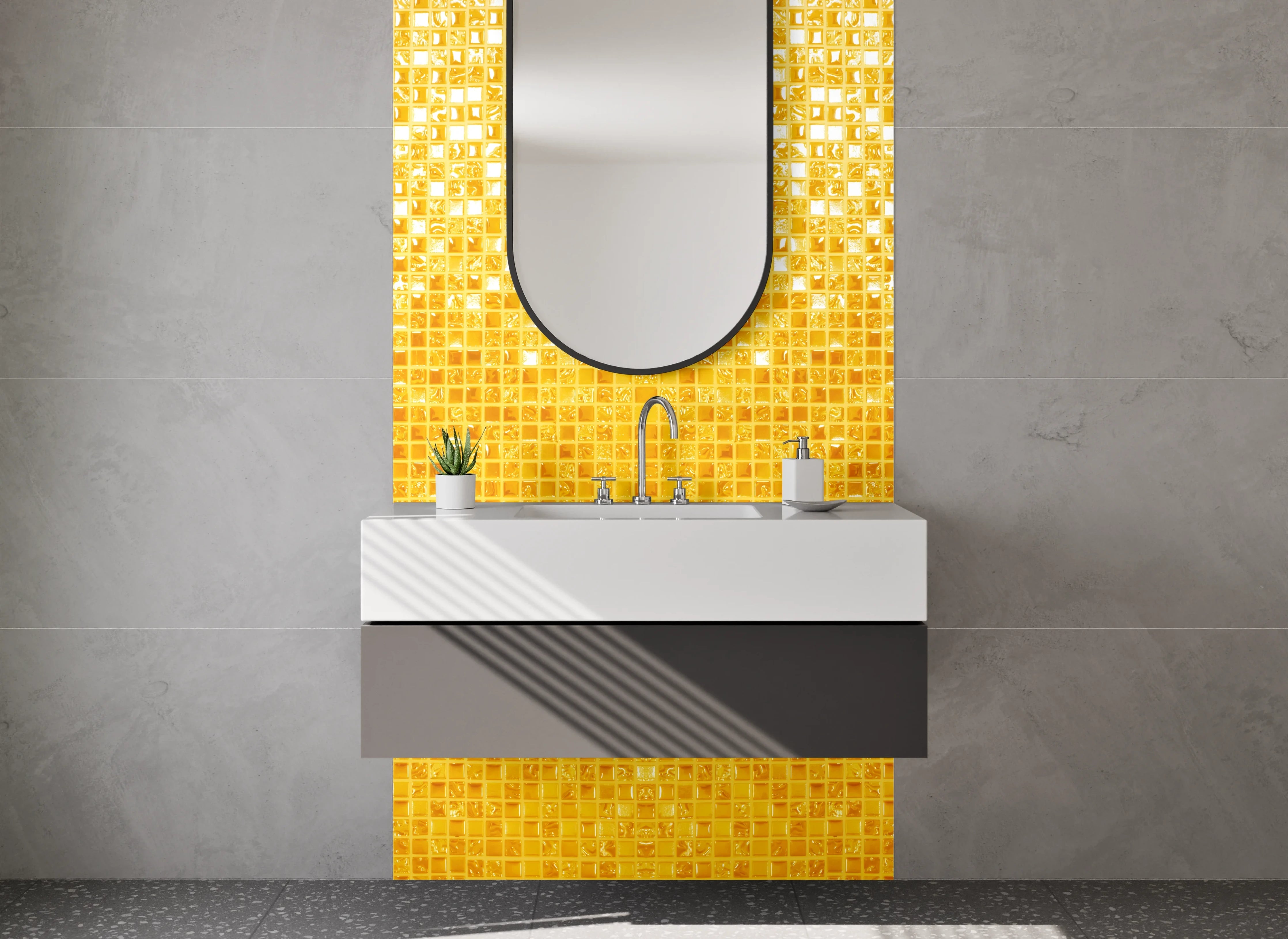 Waschbecken-Rückwand - Goldene Mosaik Struktur Tapete