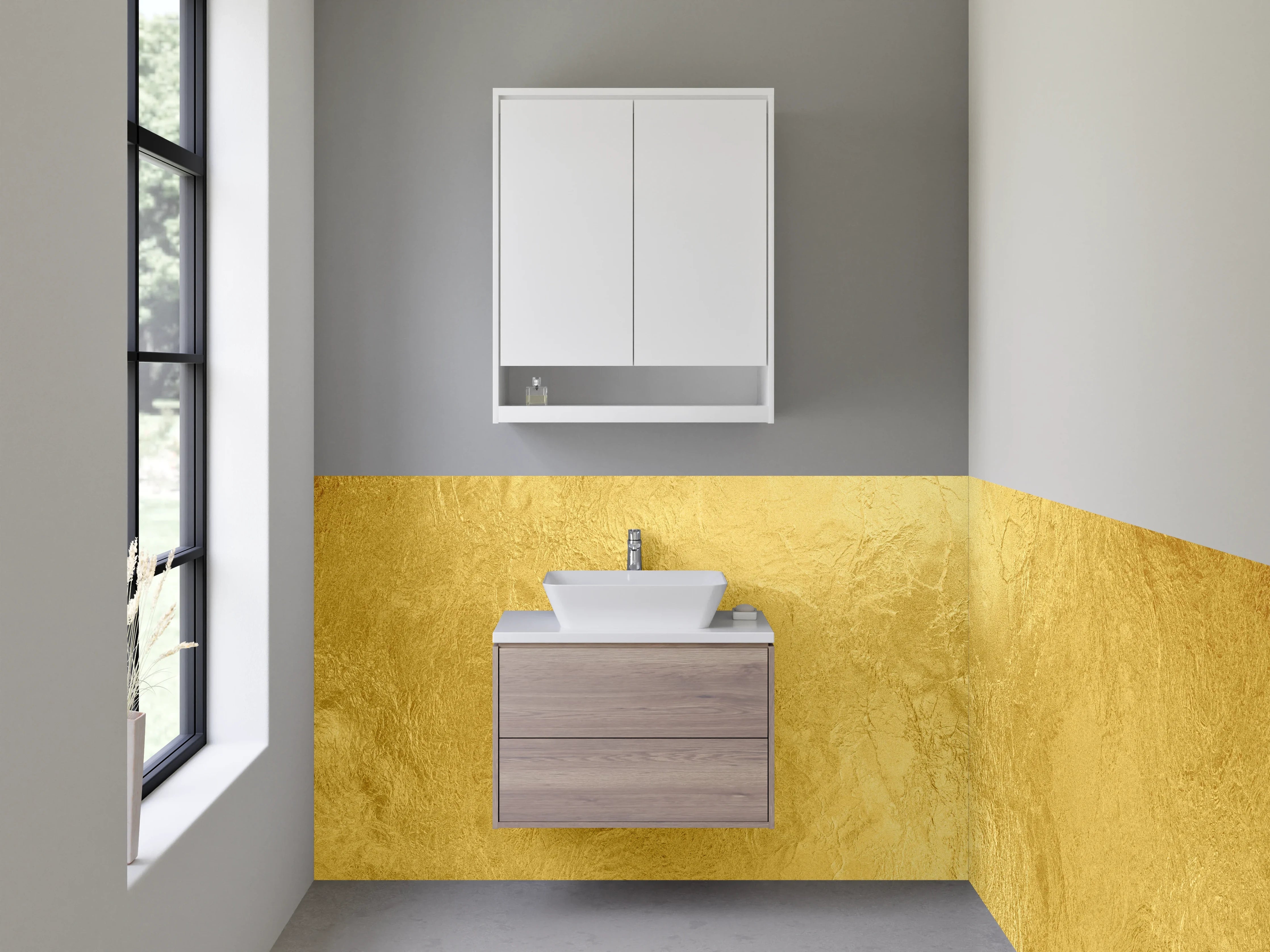 Waschbecken-Rückwand - Goldene Struktur Optik
