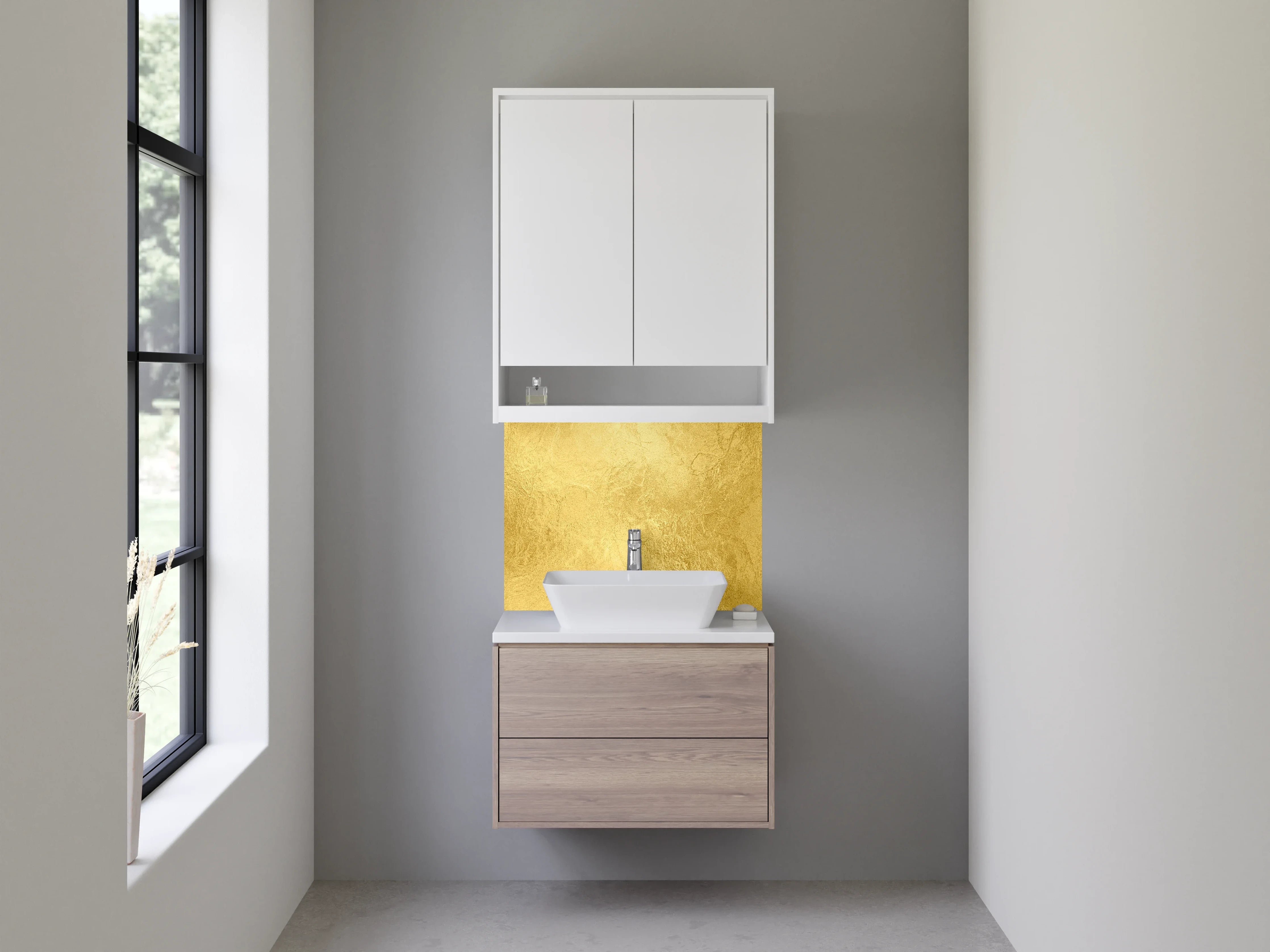 Waschbecken-Rückwand - Goldene Struktur Optik