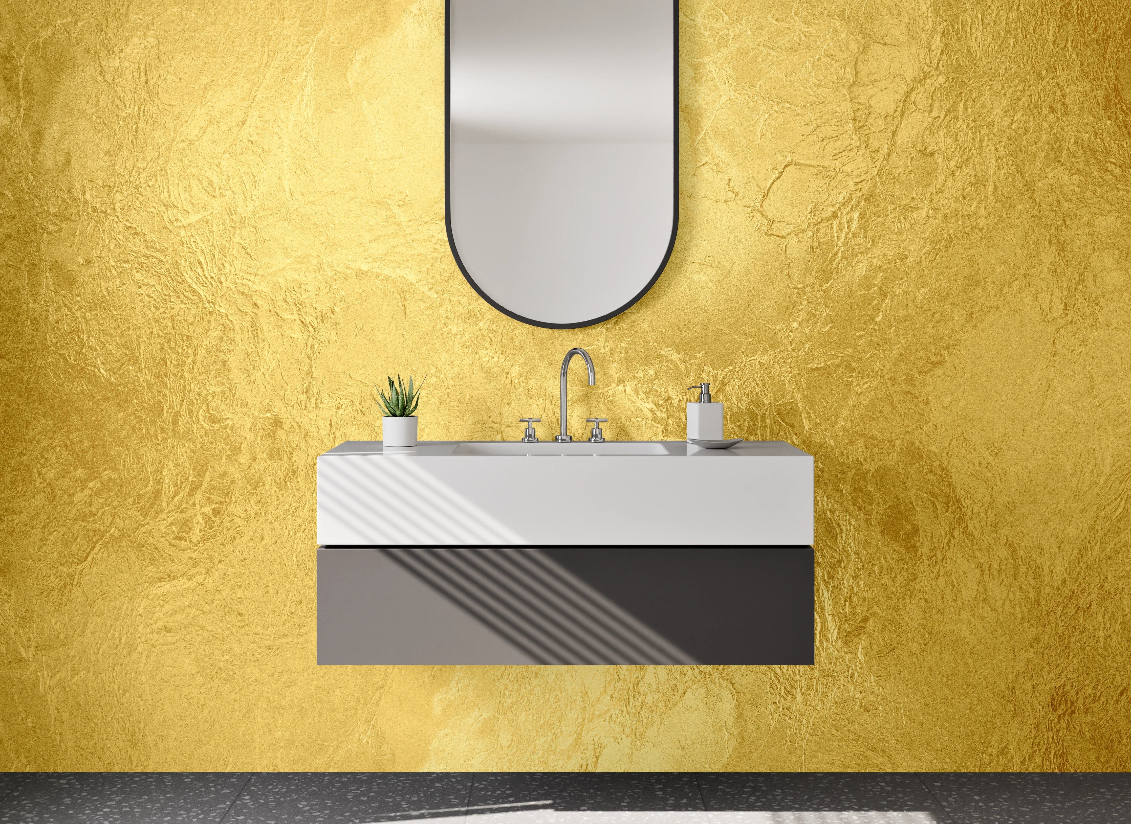 Waschbecken-Rückwand - Goldene Struktur Optik