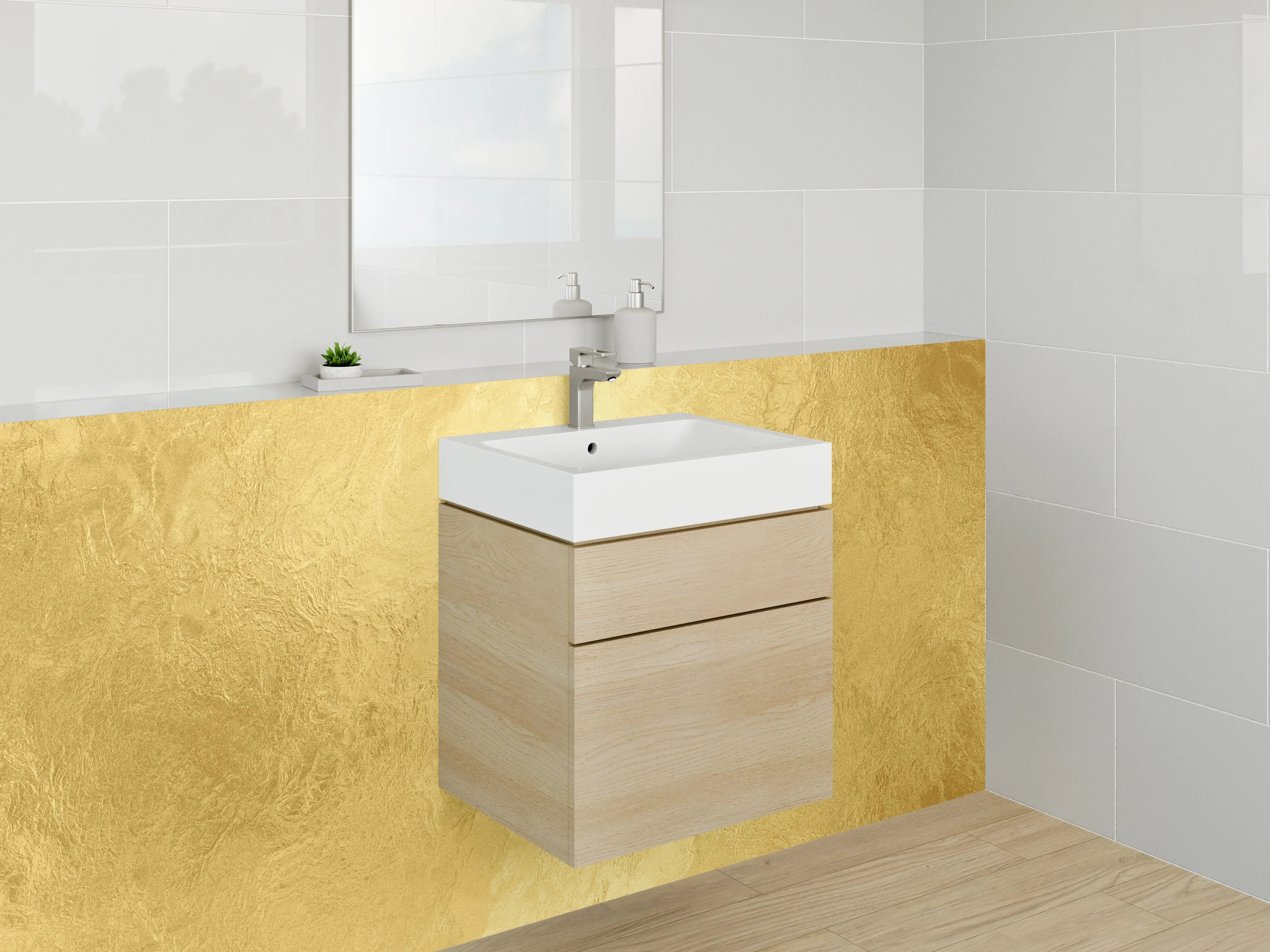 Waschbecken-Rückwand - Goldene Struktur Optik