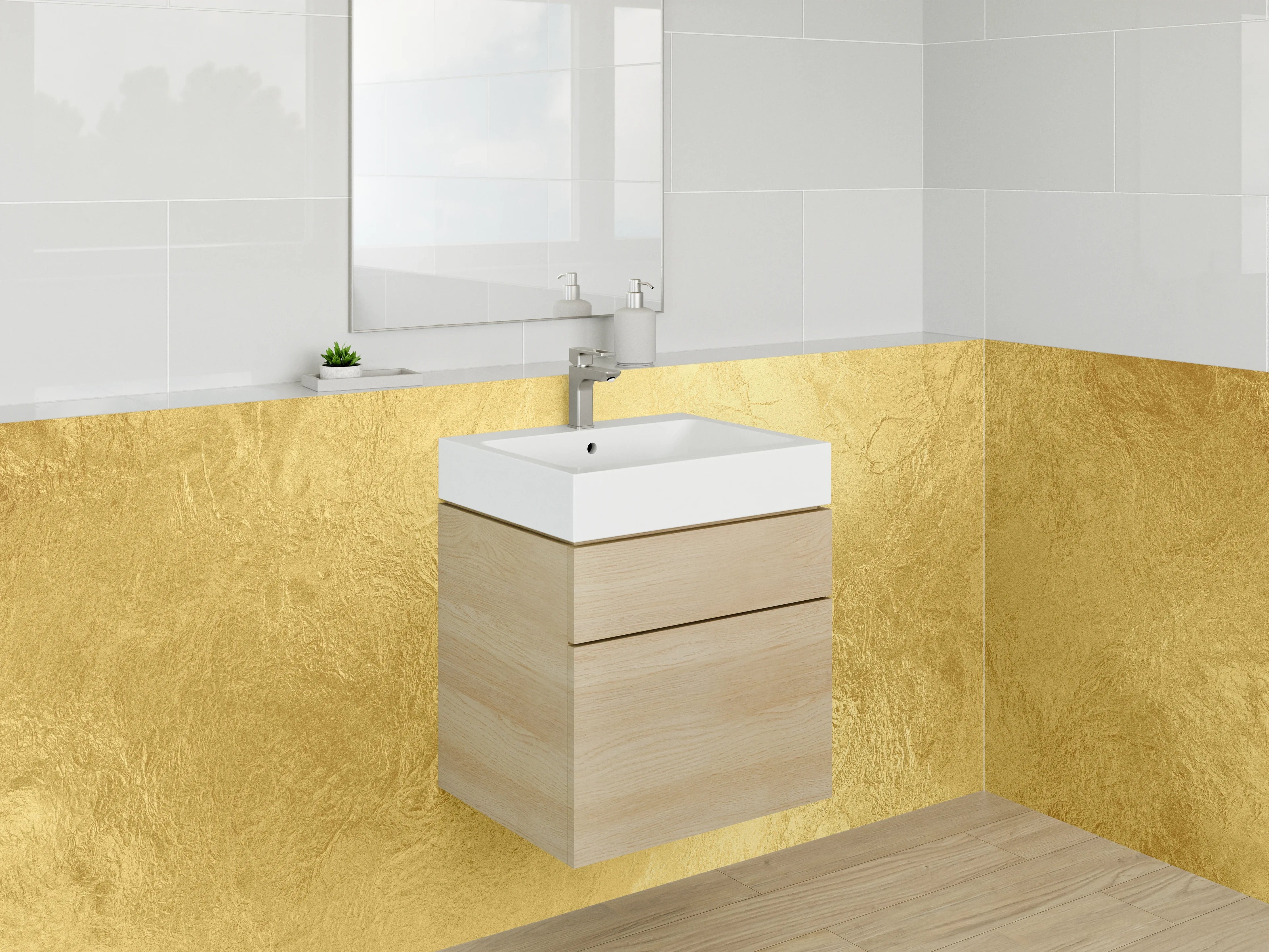 Waschbecken-Rückwand - Goldene Struktur Optik