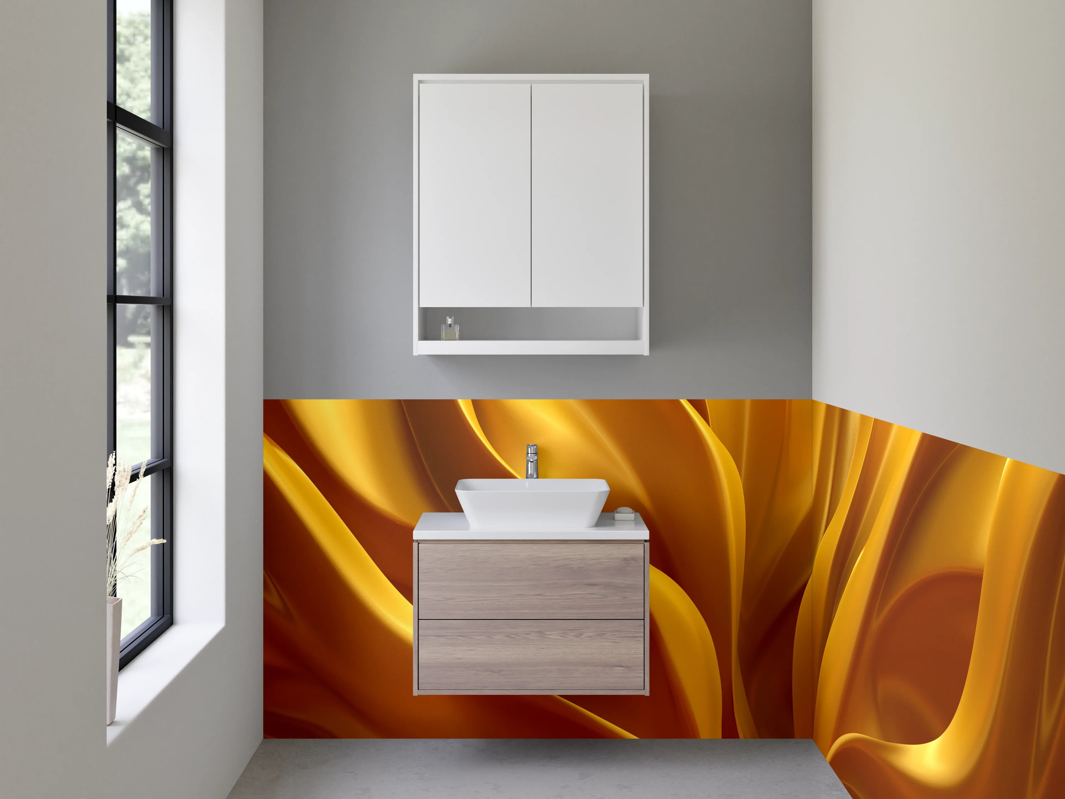 Waschbecken-Rückwand - Goldene abstrakte Kunst Wanddeko
