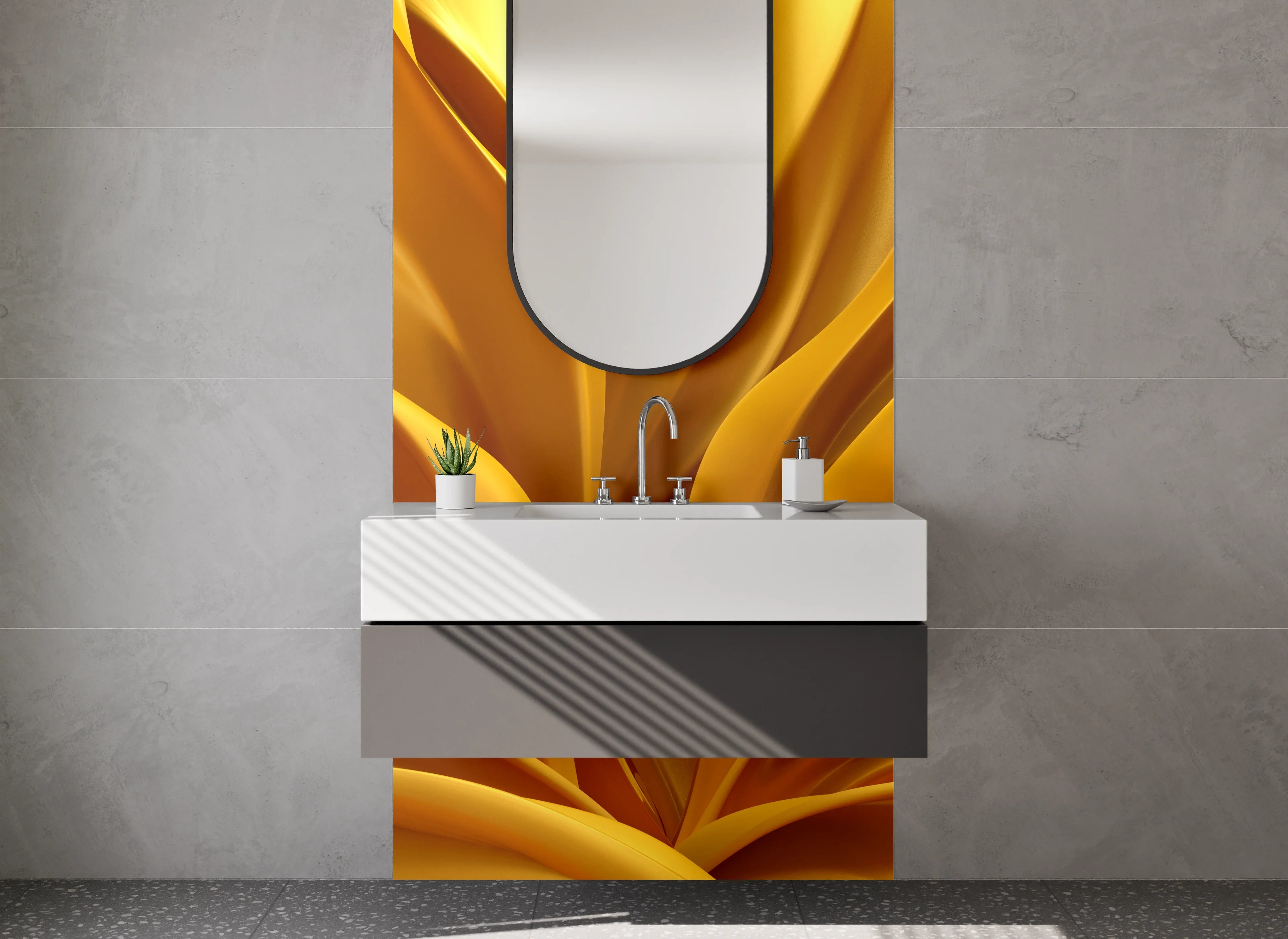 Waschbecken-Rückwand - Goldene abstrakte Kunst Wanddeko