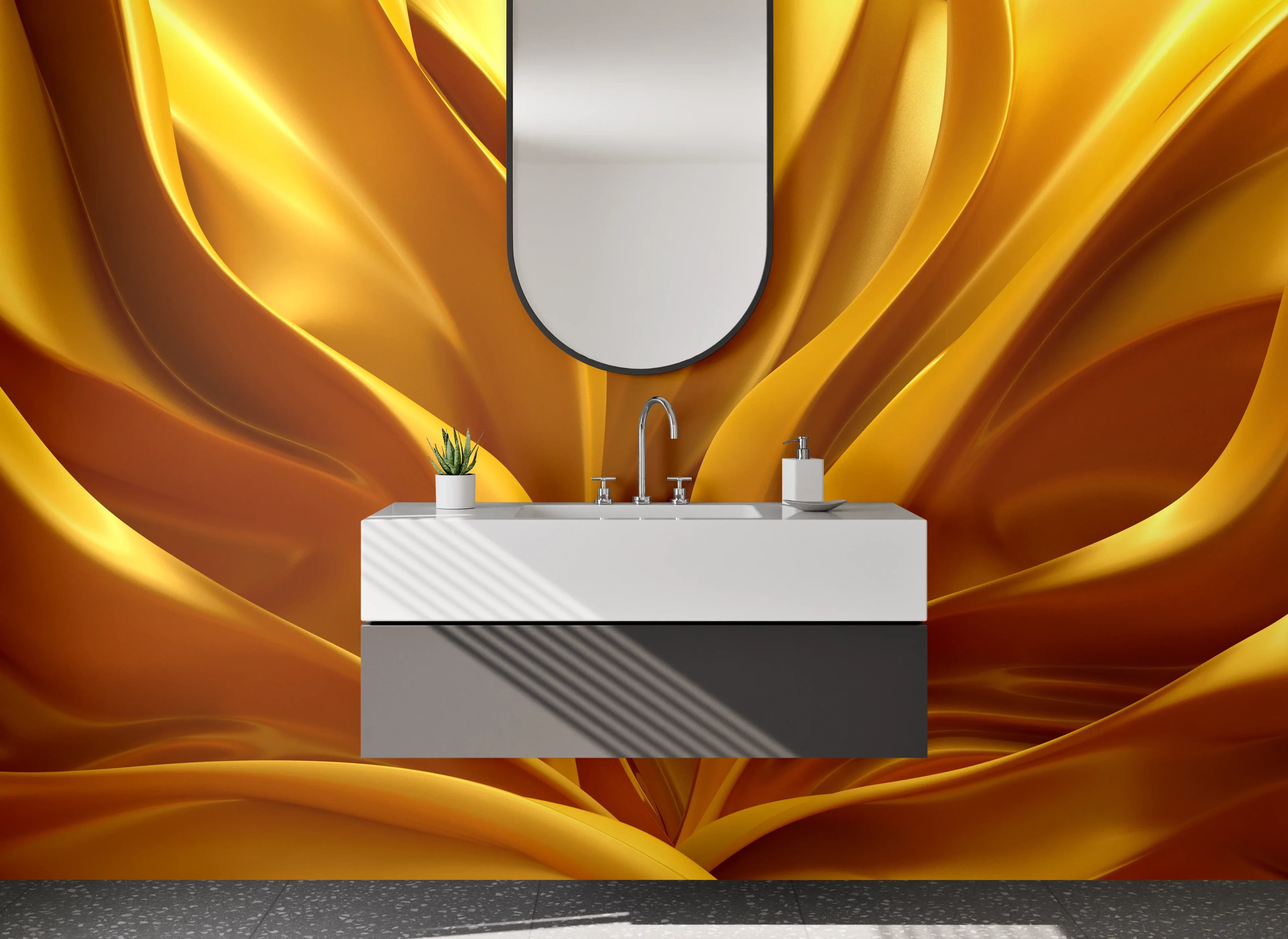 Waschbecken-Rückwand - Goldene abstrakte Kunst Wanddeko