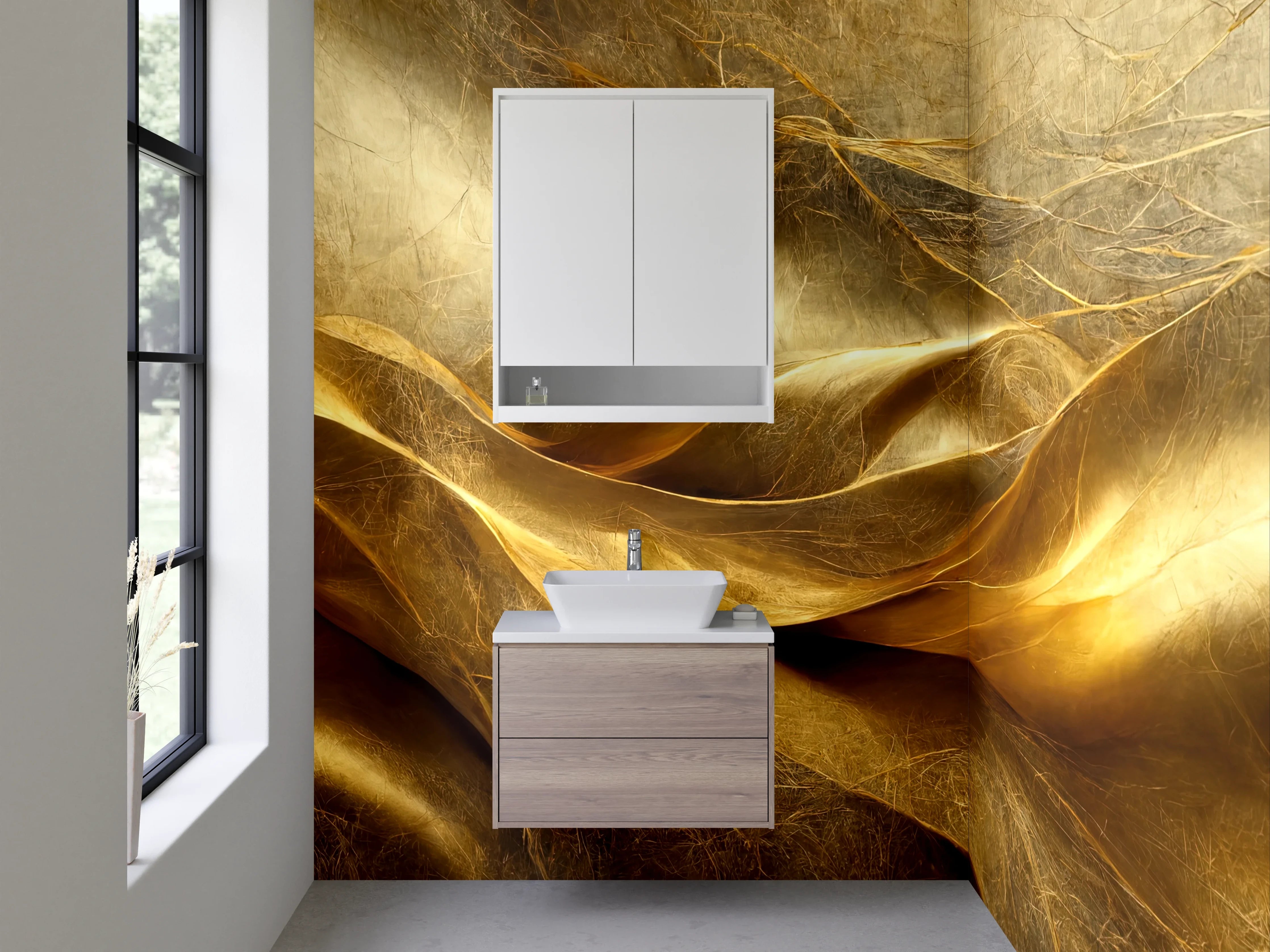 Waschbecken-Rückwand - Goldene abstrakte Struktur Kunstmotiv