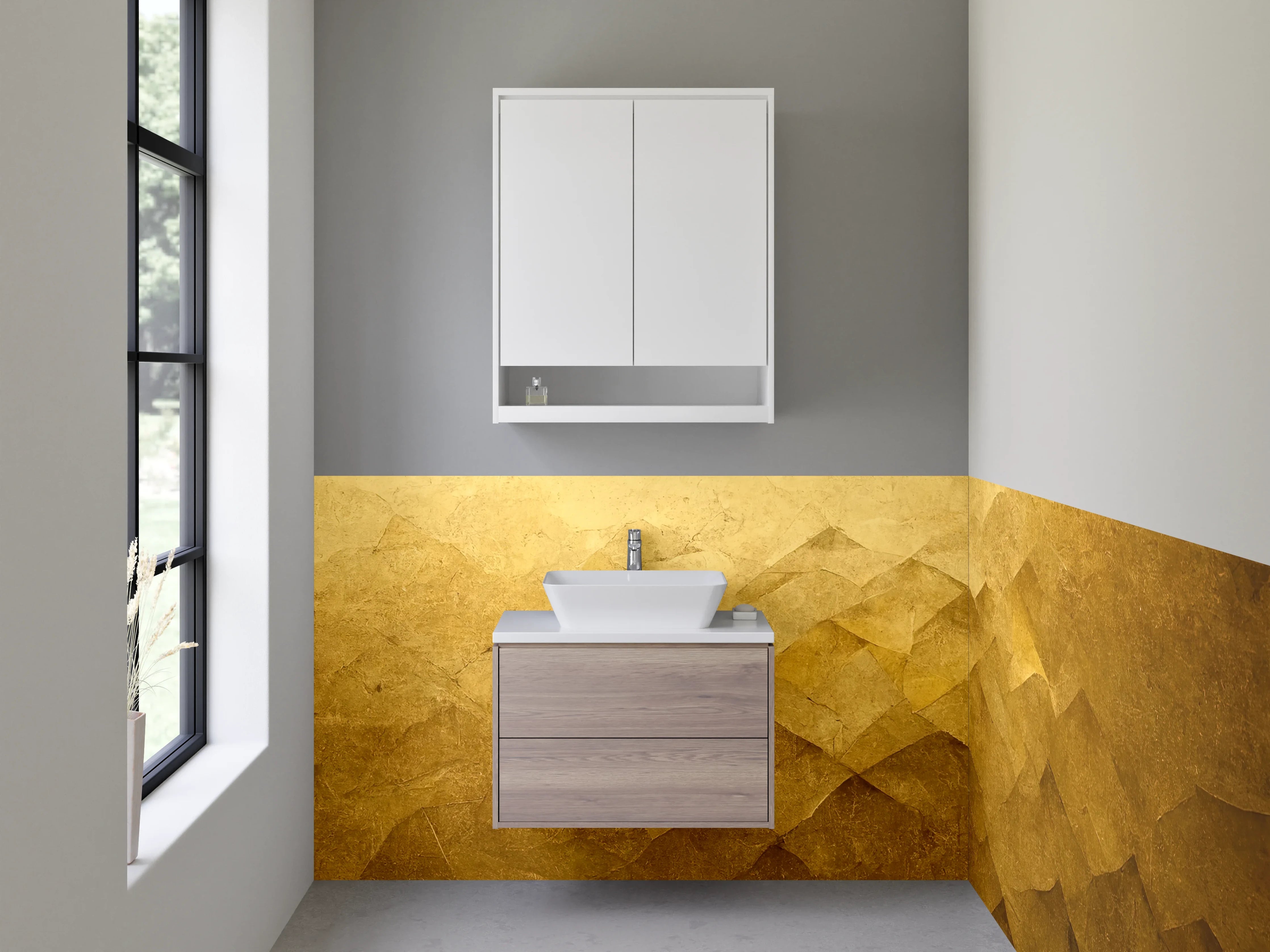 Waschbecken-Rückwand - Goldene abstrakte Struktur