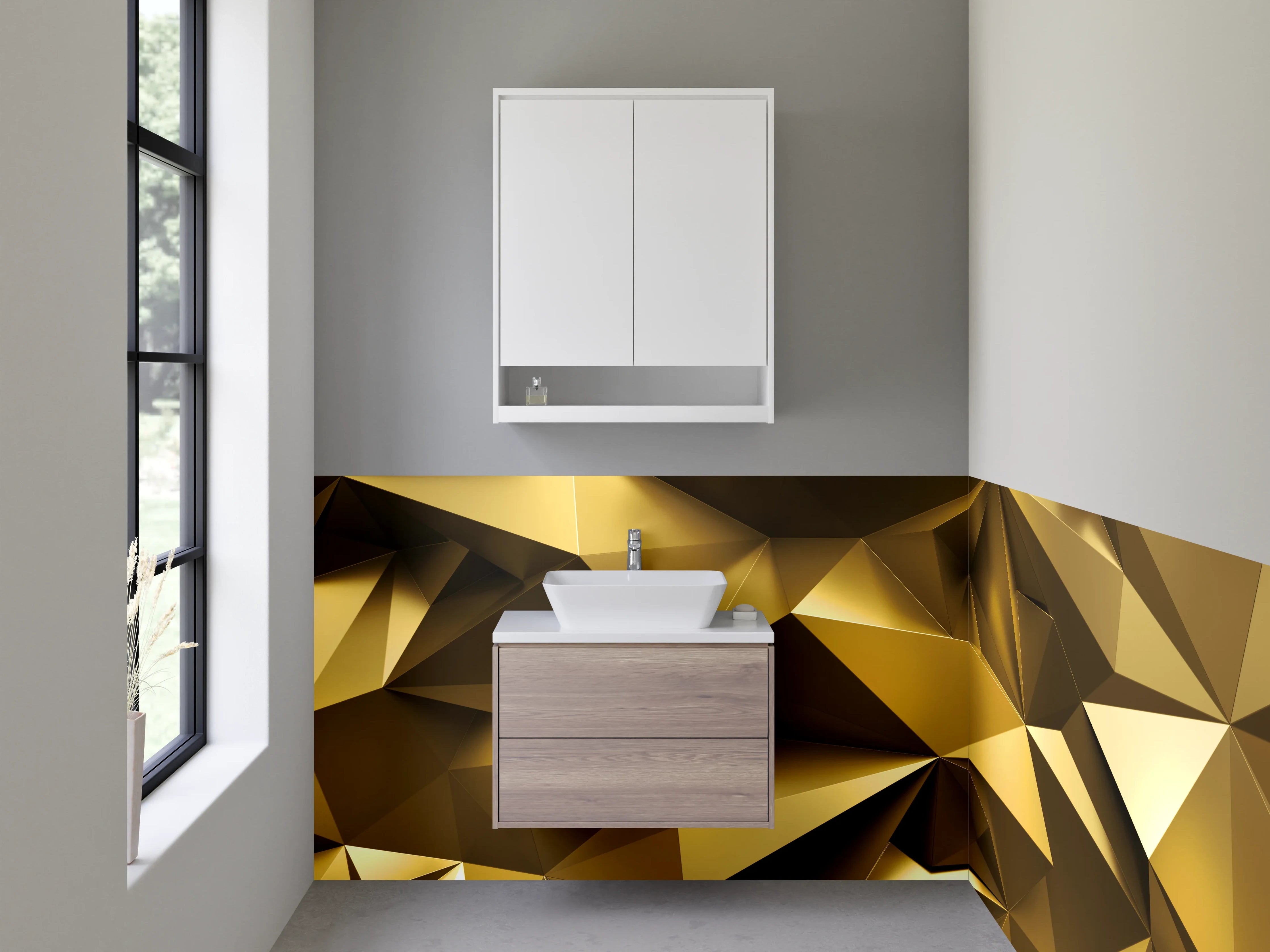 Waschbecken-Rückwand - Goldene geometrische Abstraktion