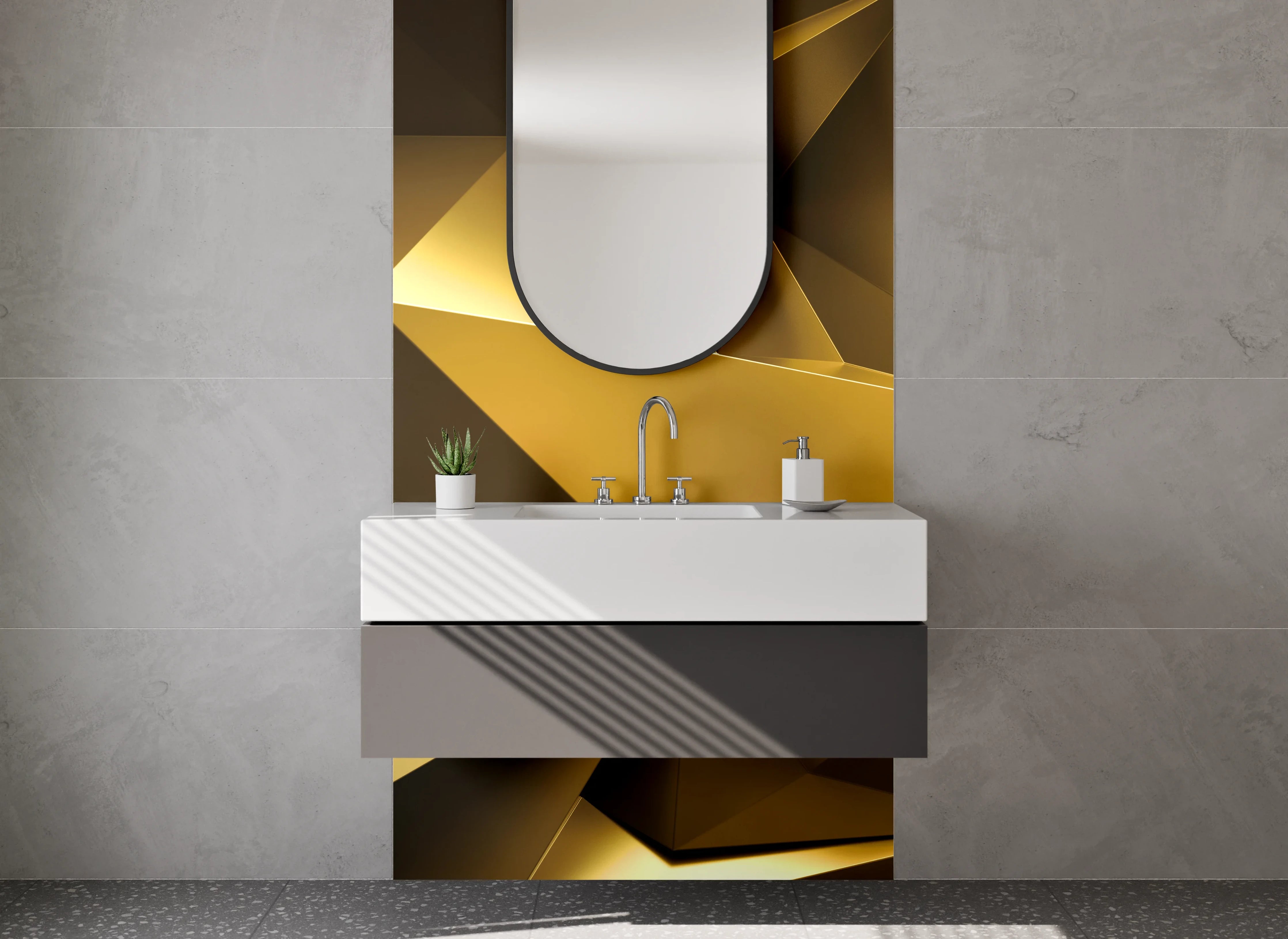 Waschbecken-Rückwand - Goldene geometrische Abstraktion