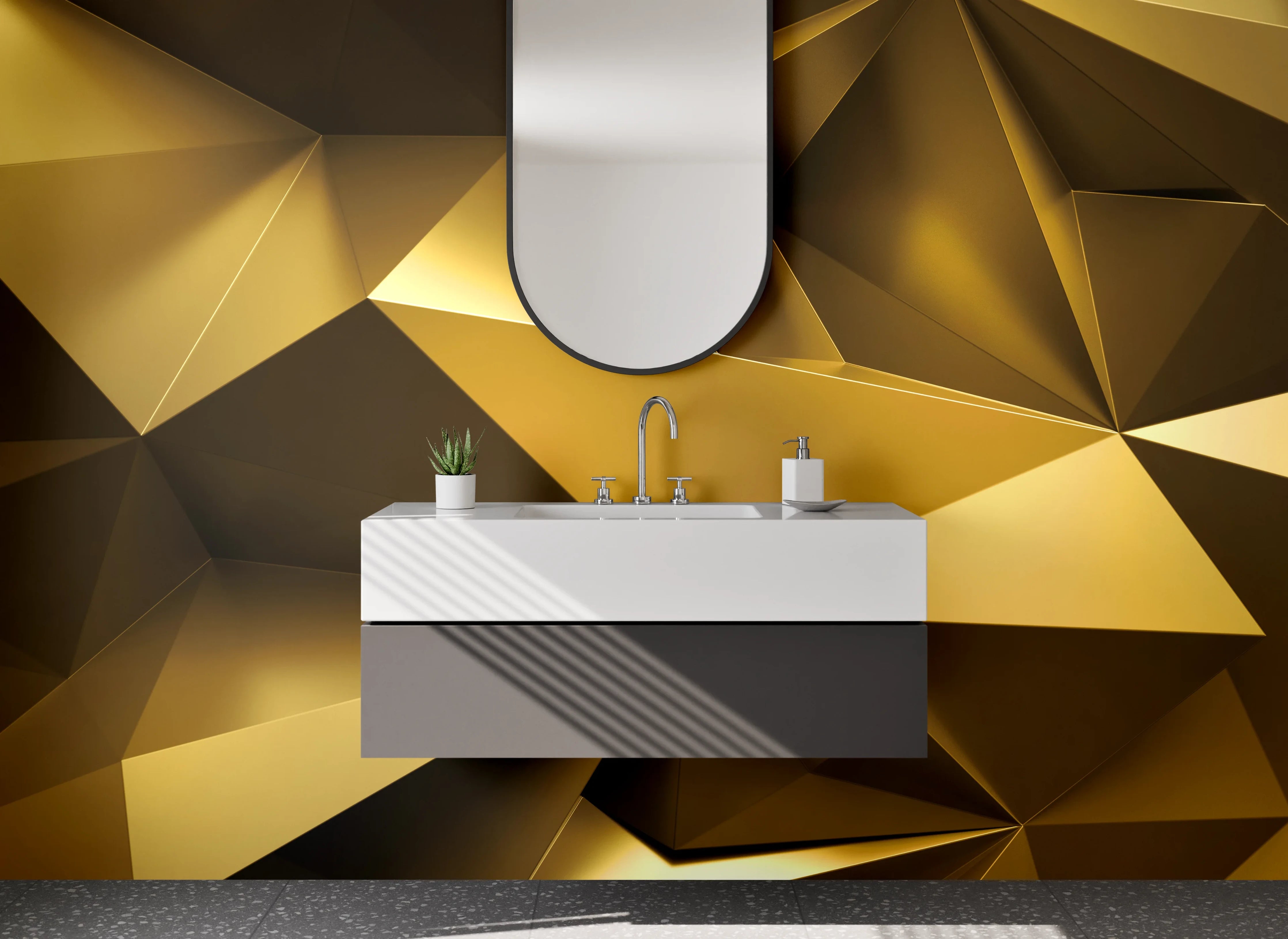 Waschbecken-Rückwand - Goldene geometrische Abstraktion