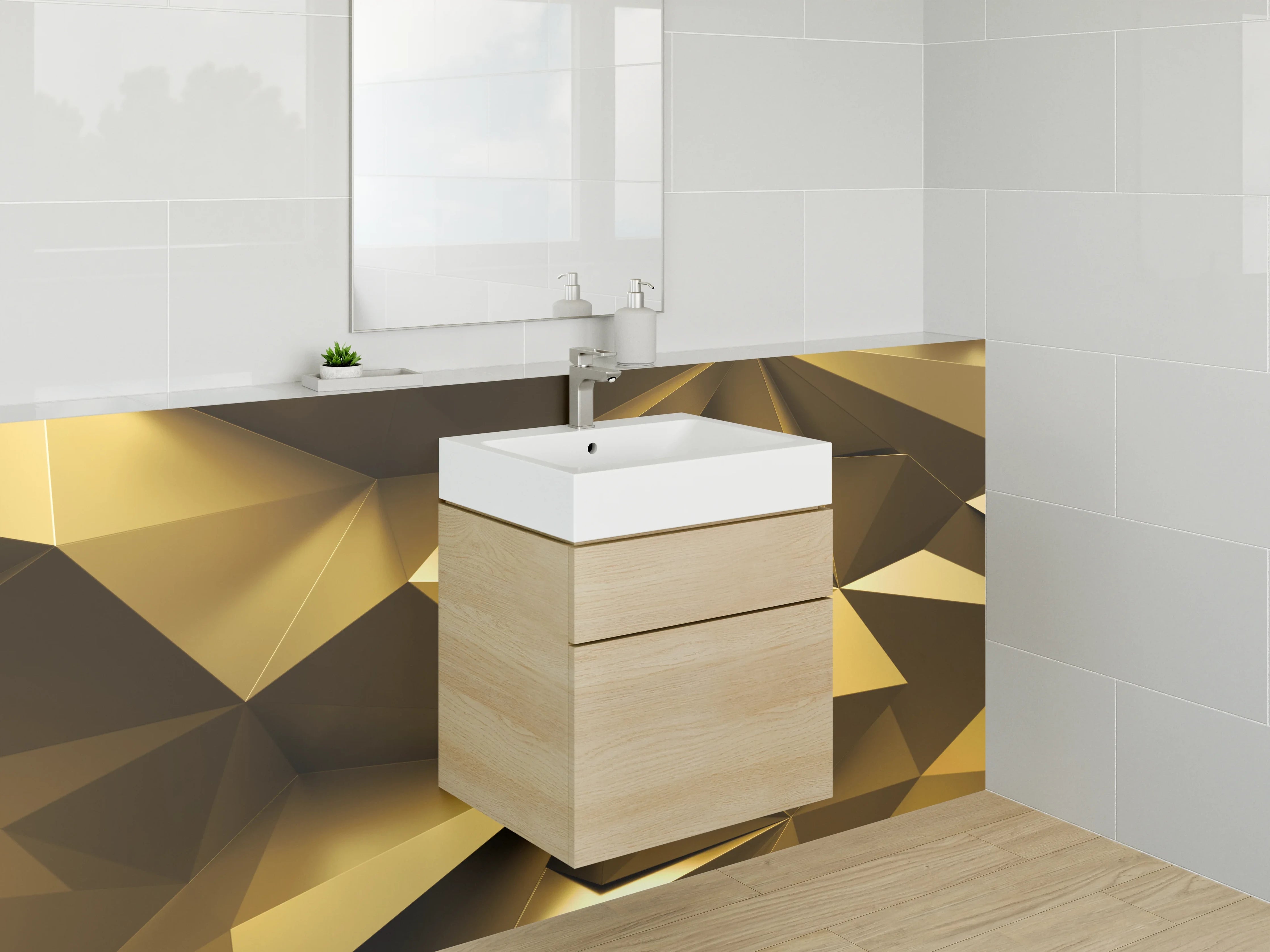 Waschbecken-Rückwand - Goldene geometrische Abstraktion