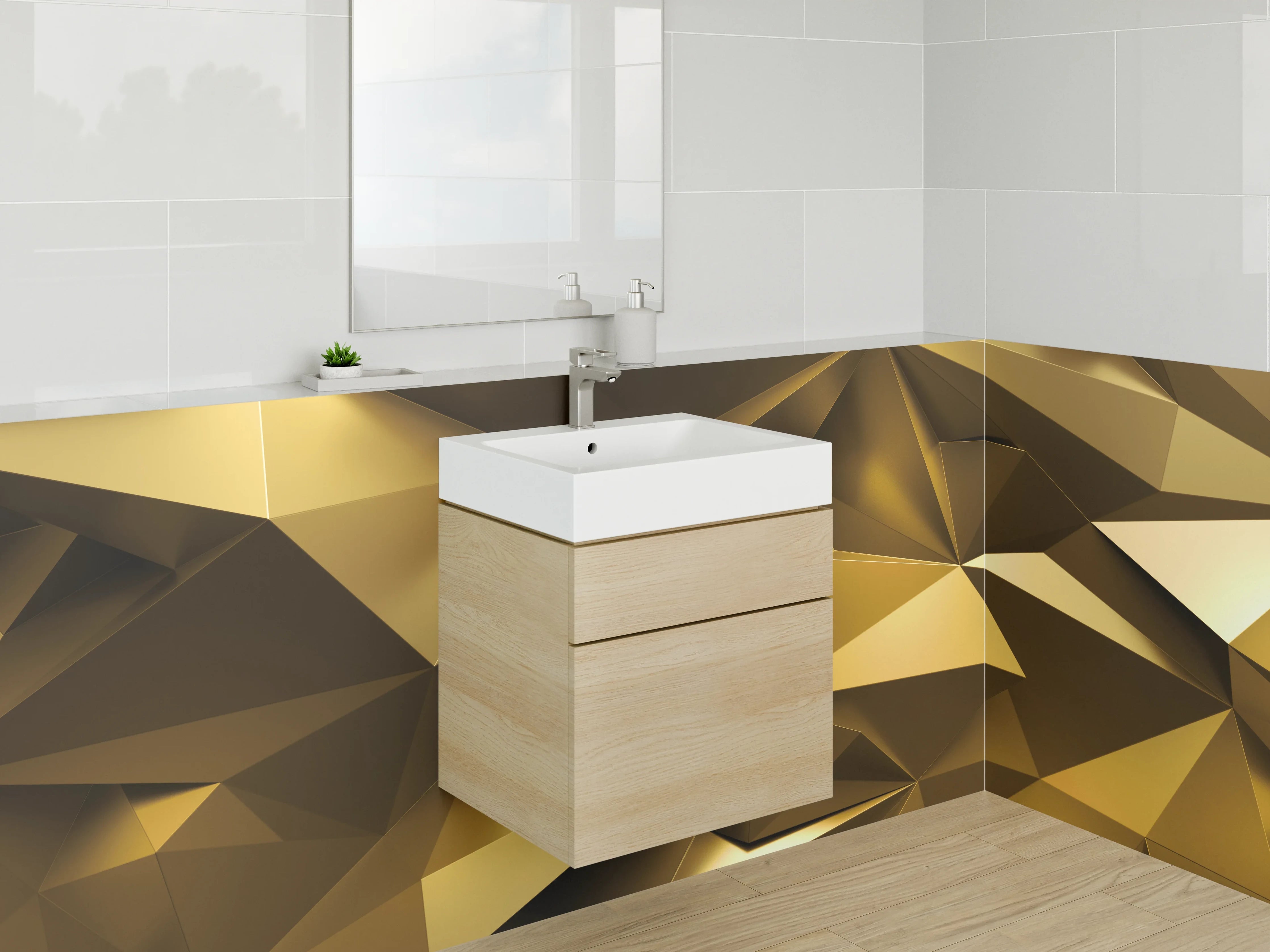 Waschbecken-Rückwand - Goldene geometrische Abstraktion
