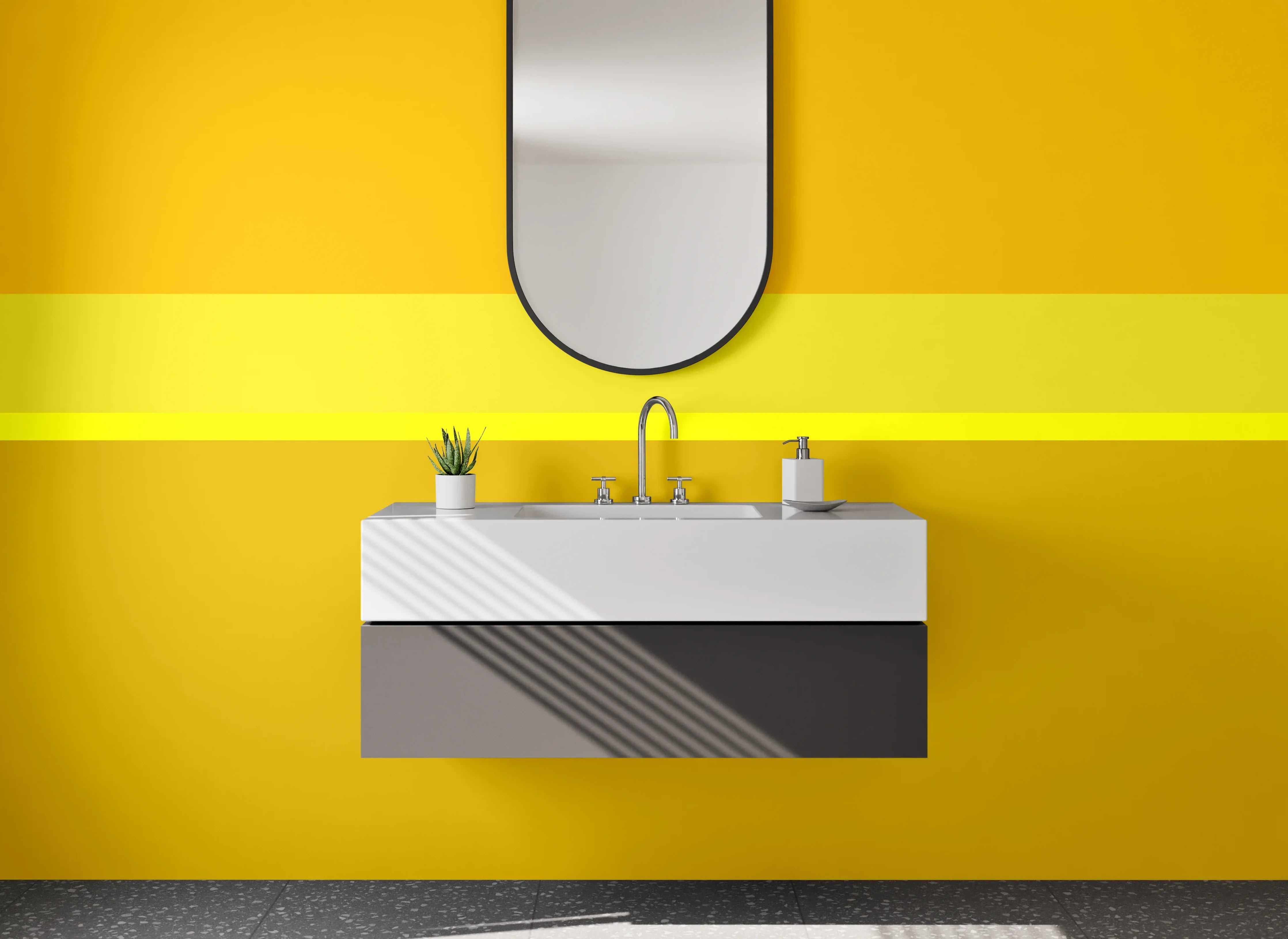 Waschbecken-Rückwand - Goldene und Erdtöne Farbkombination