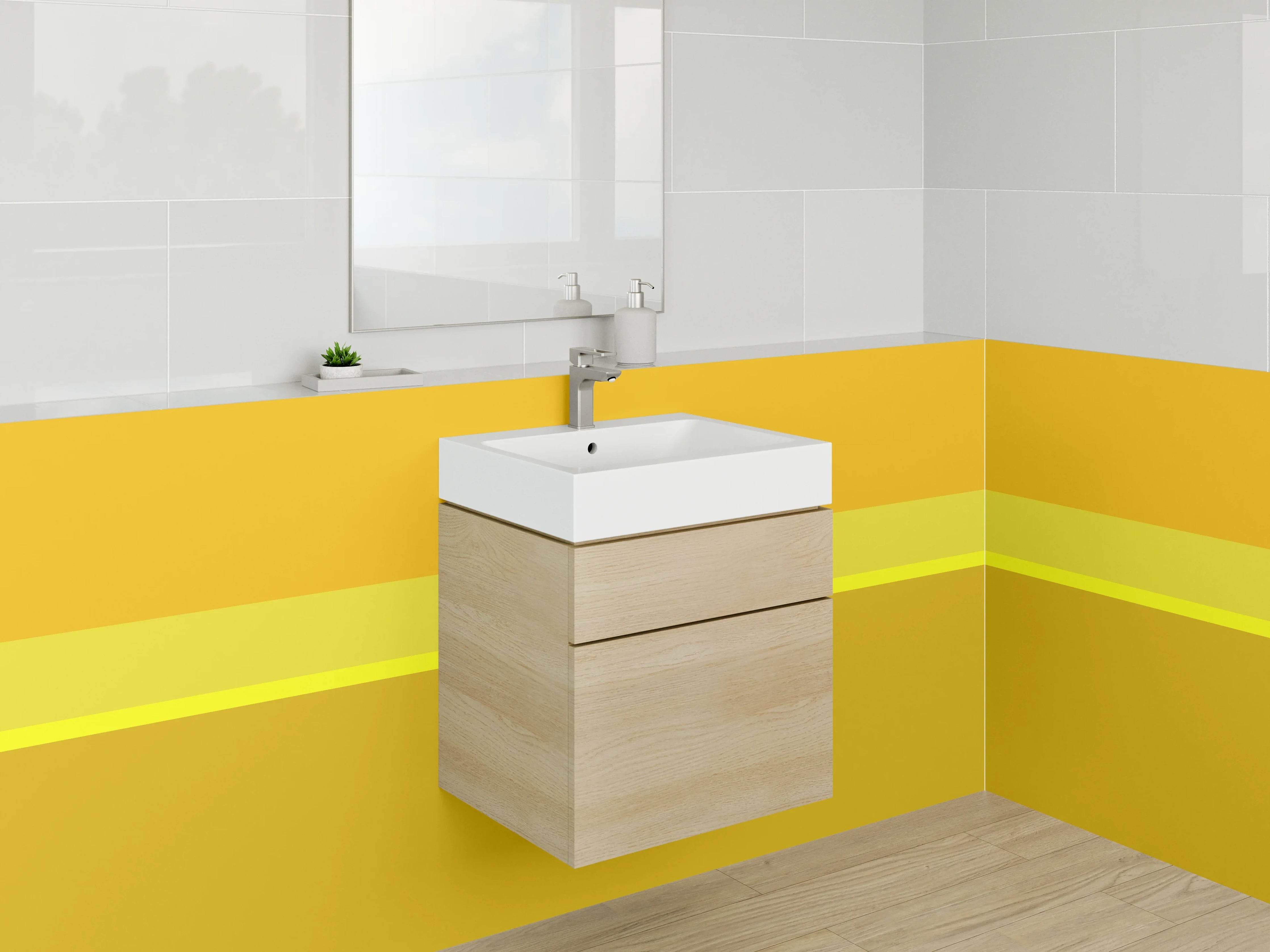 Waschbecken-Rückwand - Goldene und Erdtöne Farbkombination