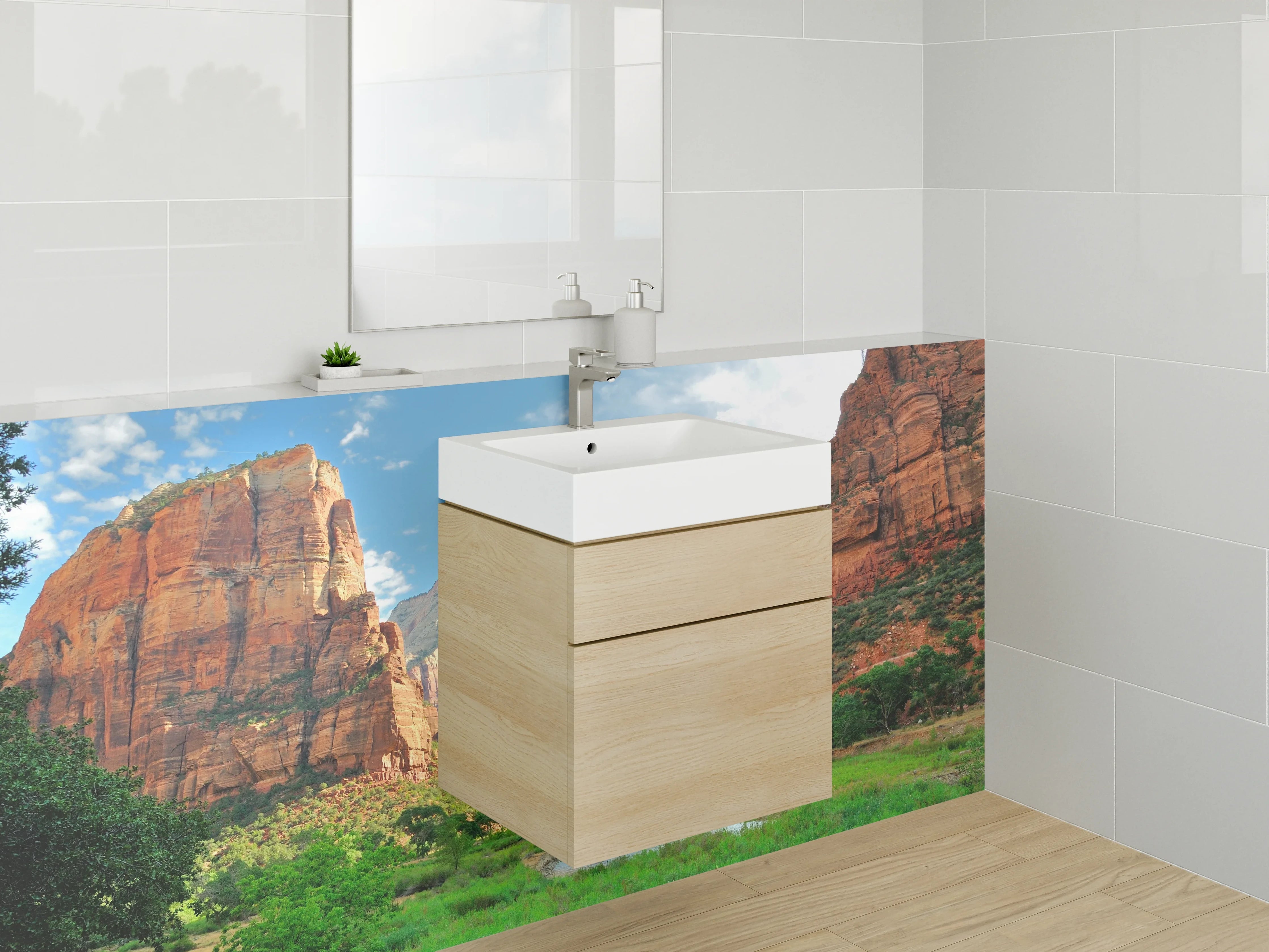 Waschbecken-Rückwand - Grandiose Canyonlandschaft mit Fluss