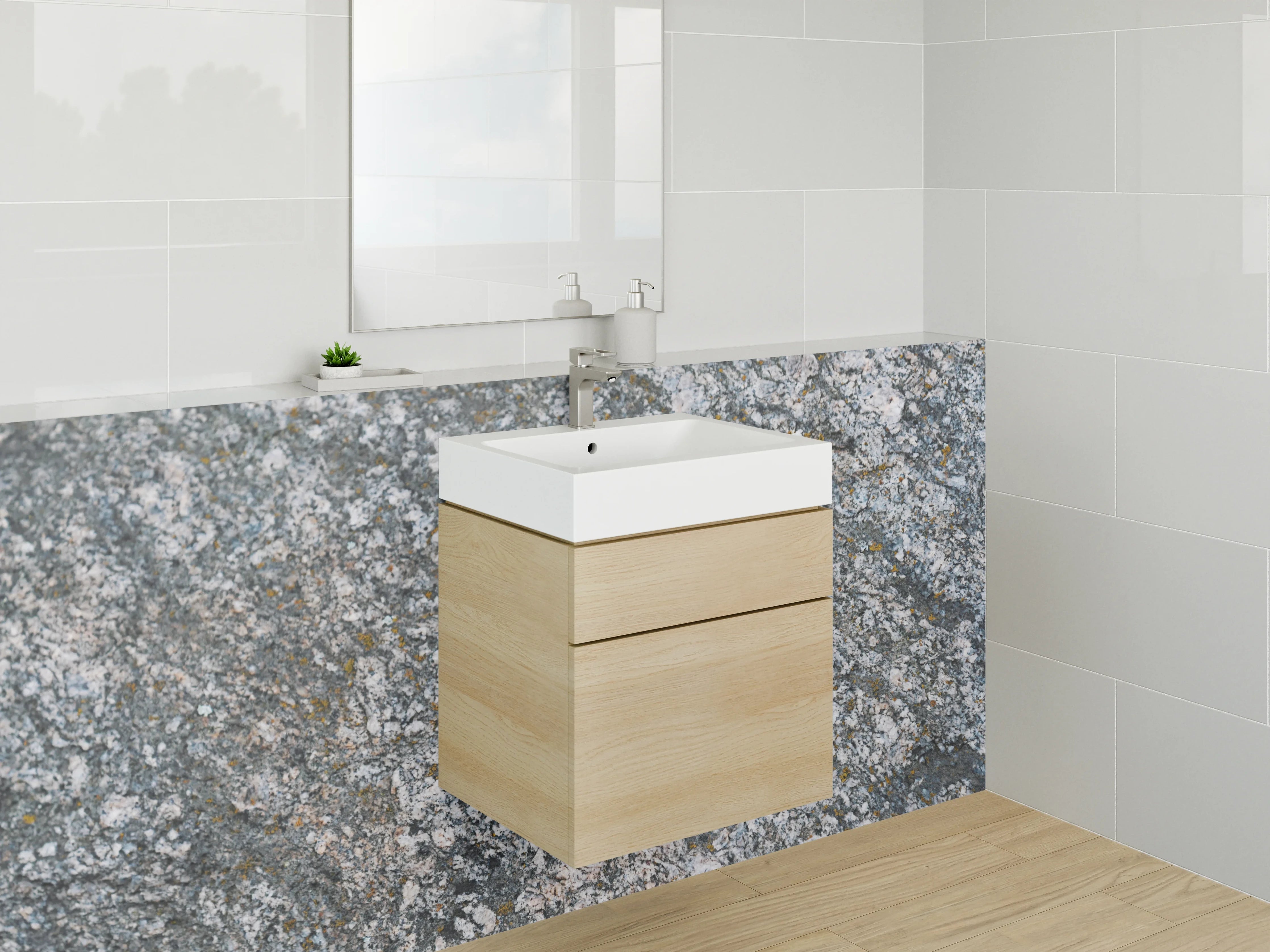 Waschbecken-Rückwand - Granitstruktur Grau Natursteinoptik