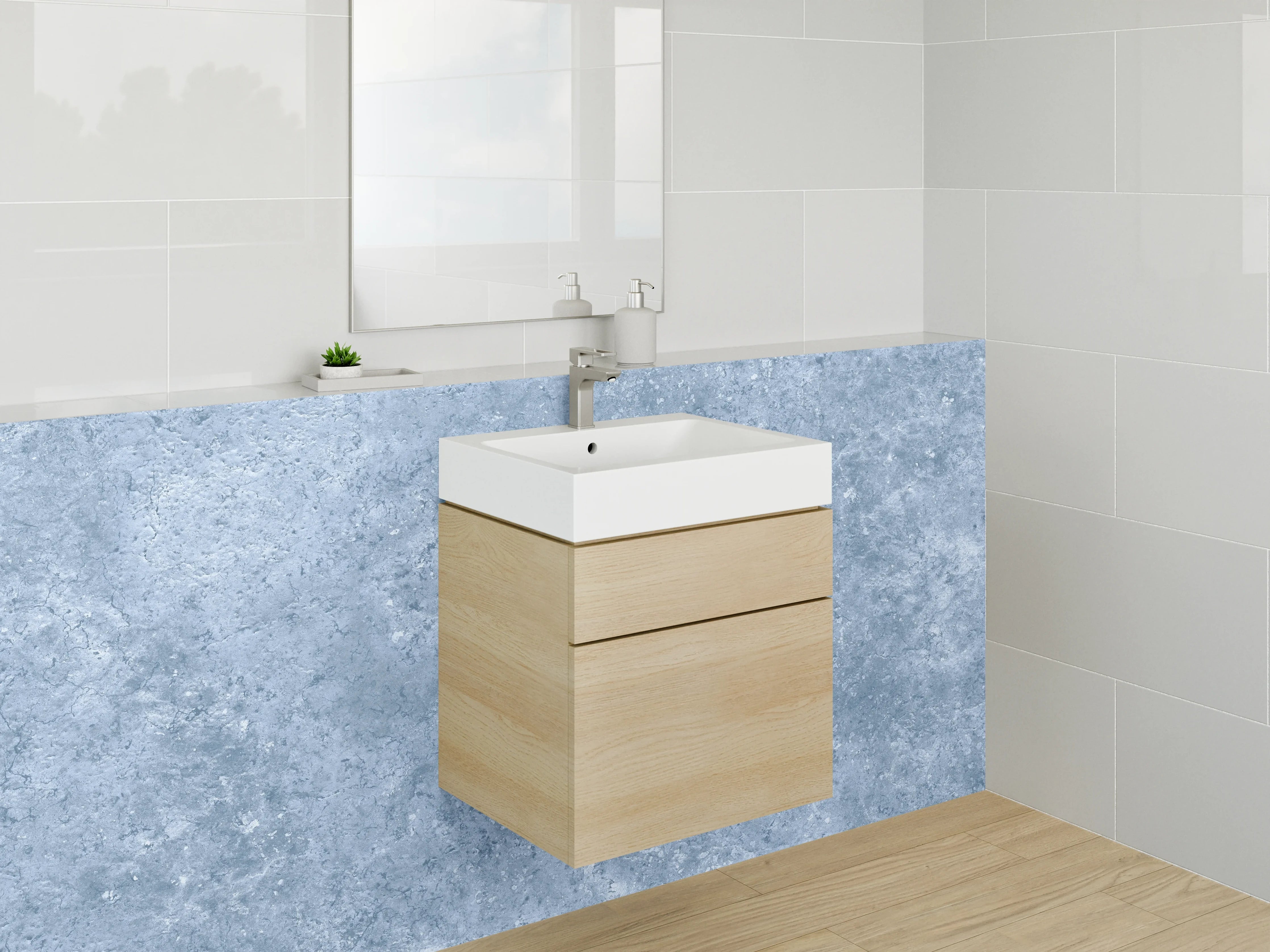 Waschbecken-Rückwand - Grau-blaue Marmor-Textur