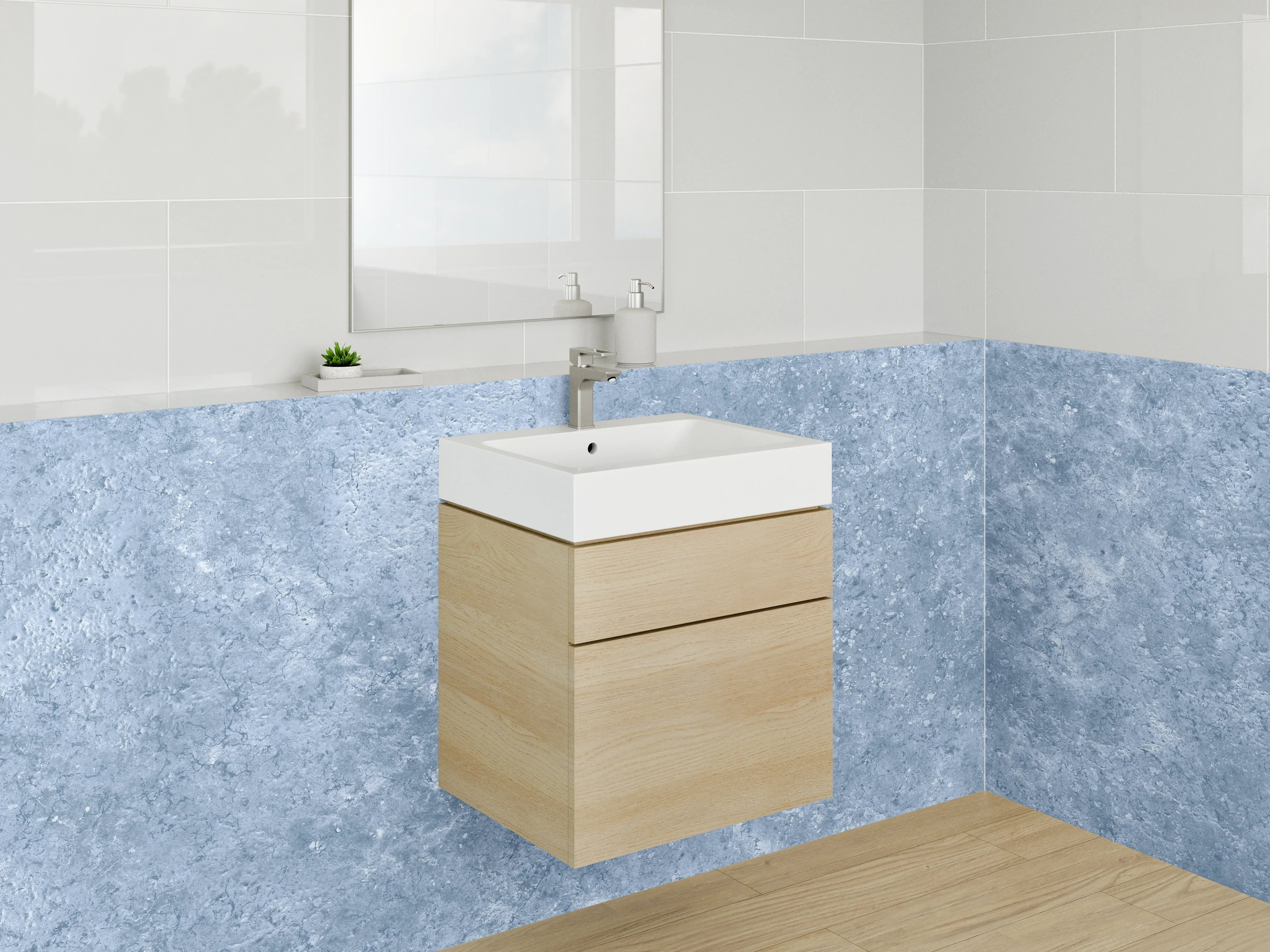 Waschbecken-Rückwand - Grau-blaue Marmor-Textur