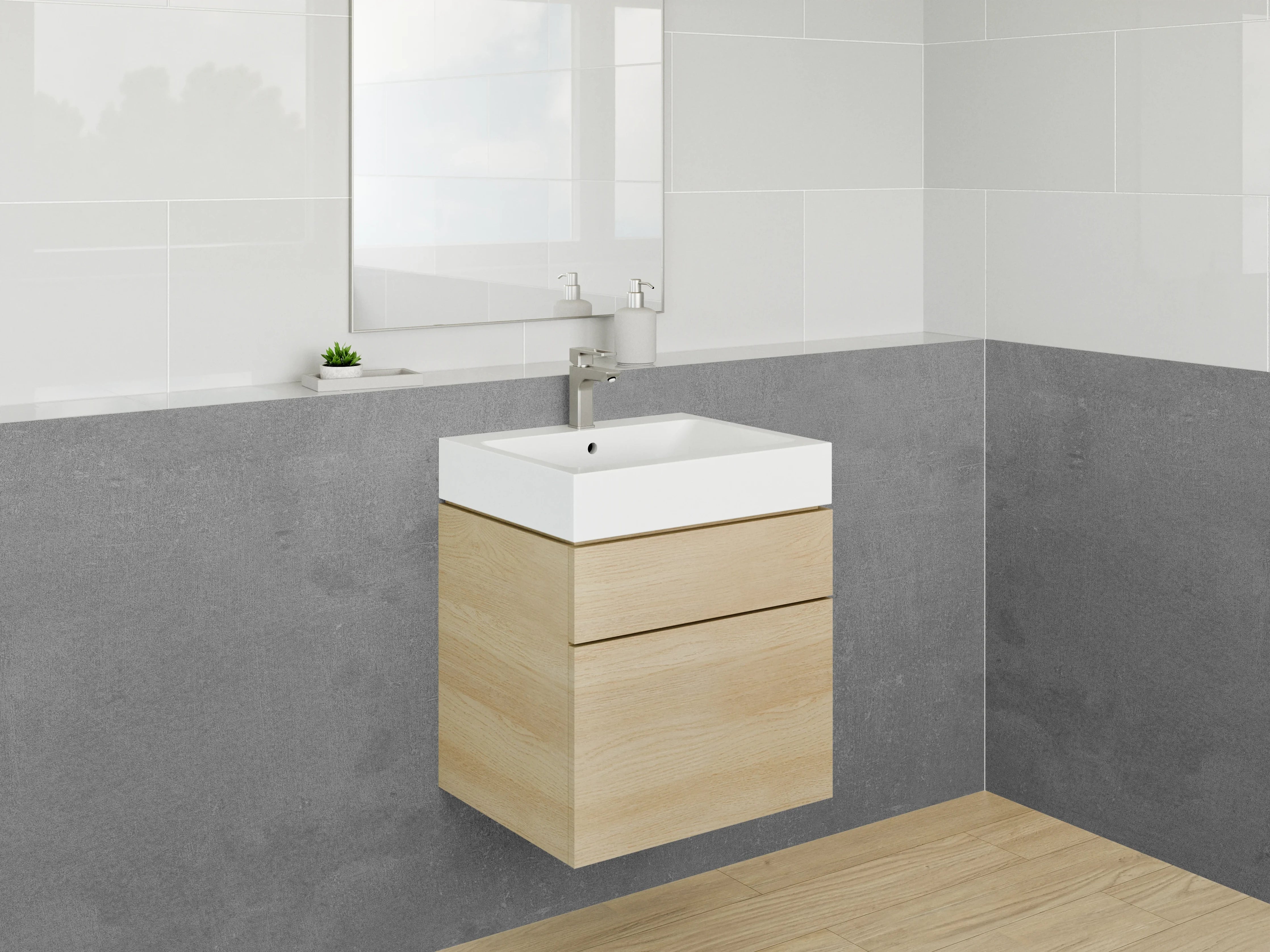 Waschbecken-Rückwand - Grau strukturierte Betonwand