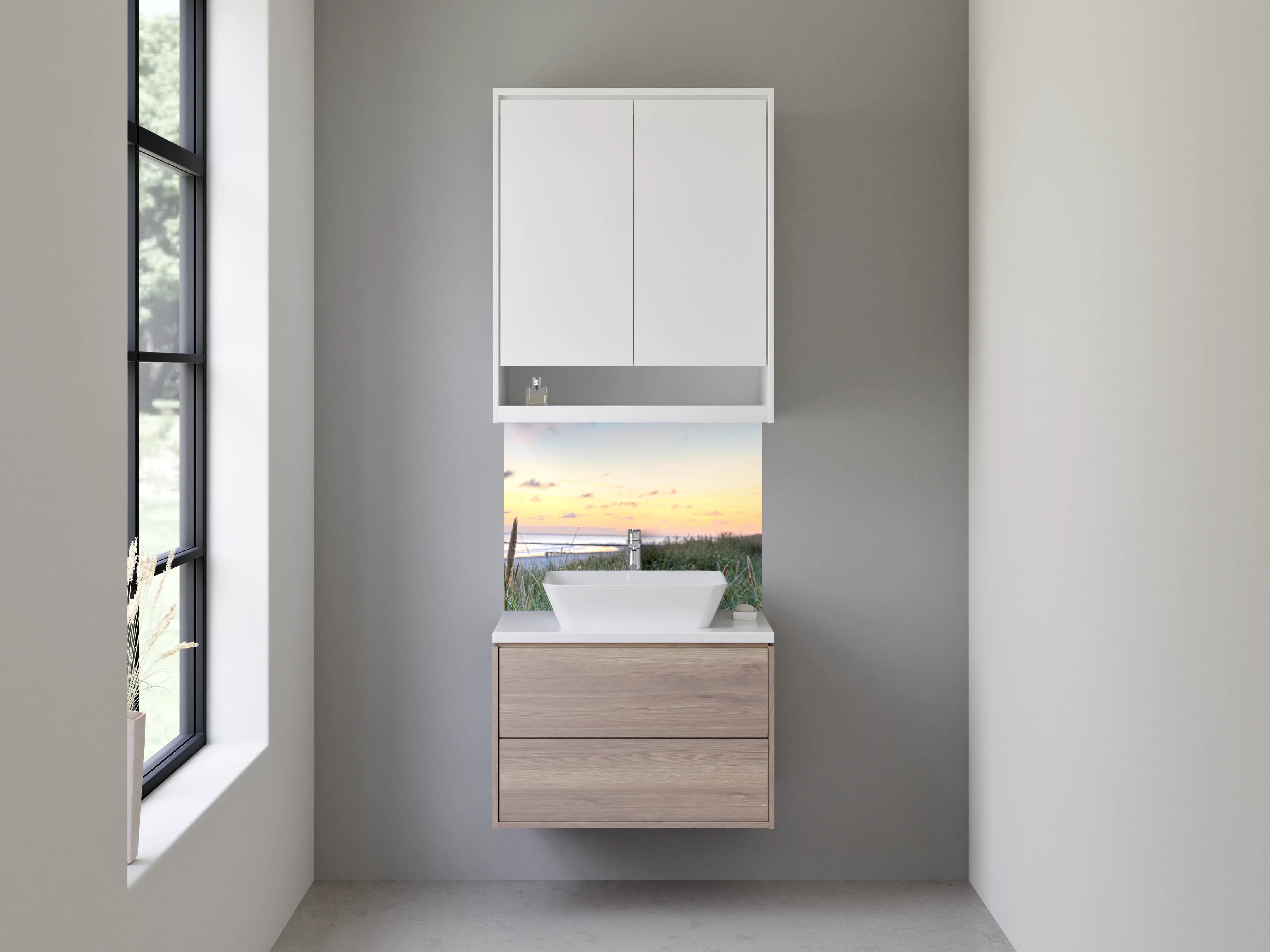 Waschbecken-Rückwand - Graue Abendstimmung am Strand