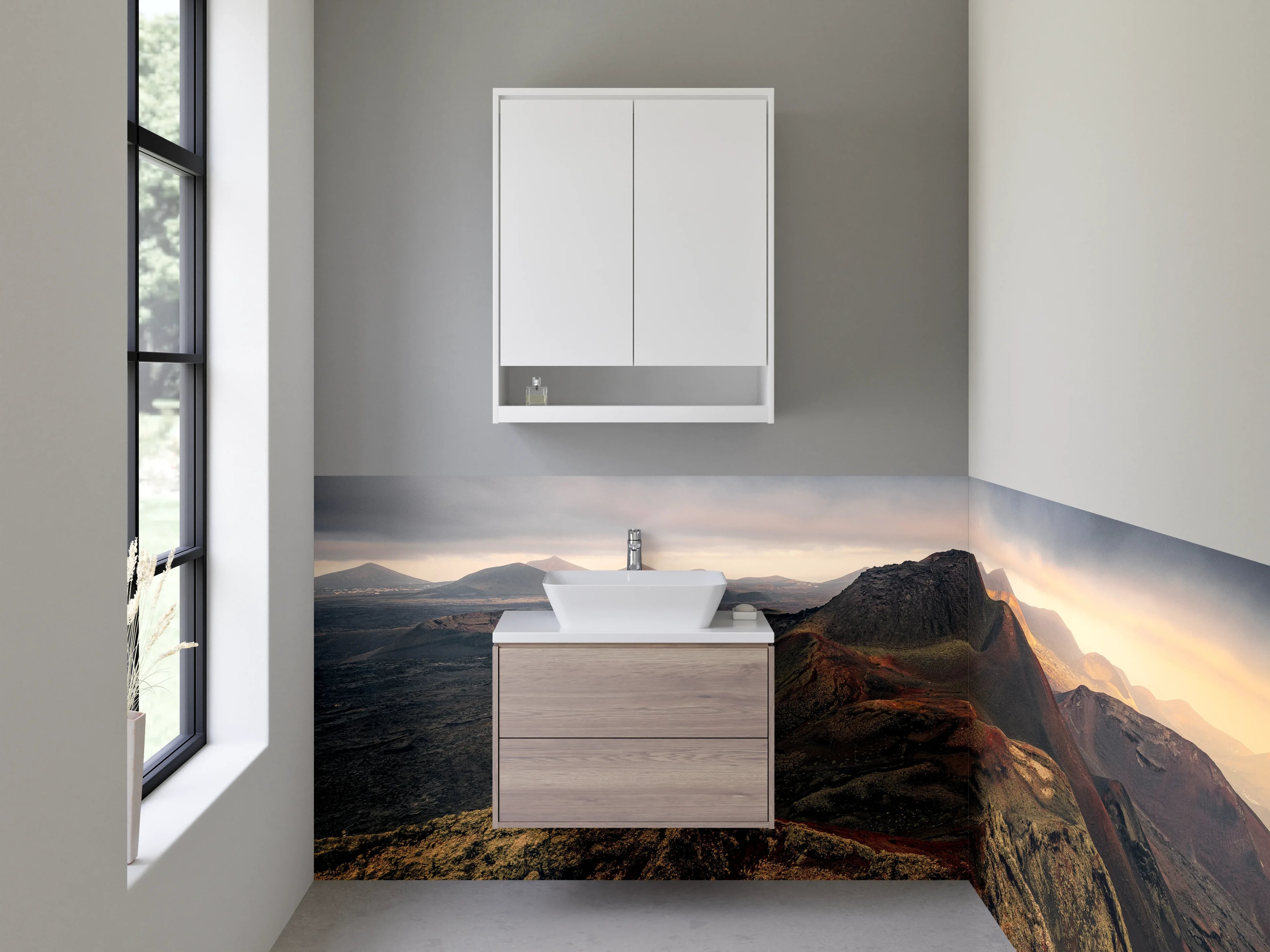 Waschbecken-Rückwand - Graue Akzente für moderne Badezimmer-Wand